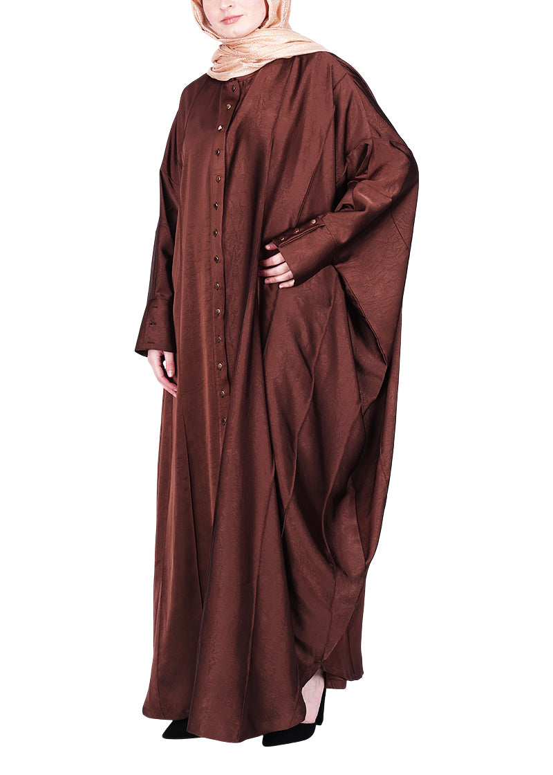 BeingMuslims Lustrous Front Open Buttoned Kaftan Brown