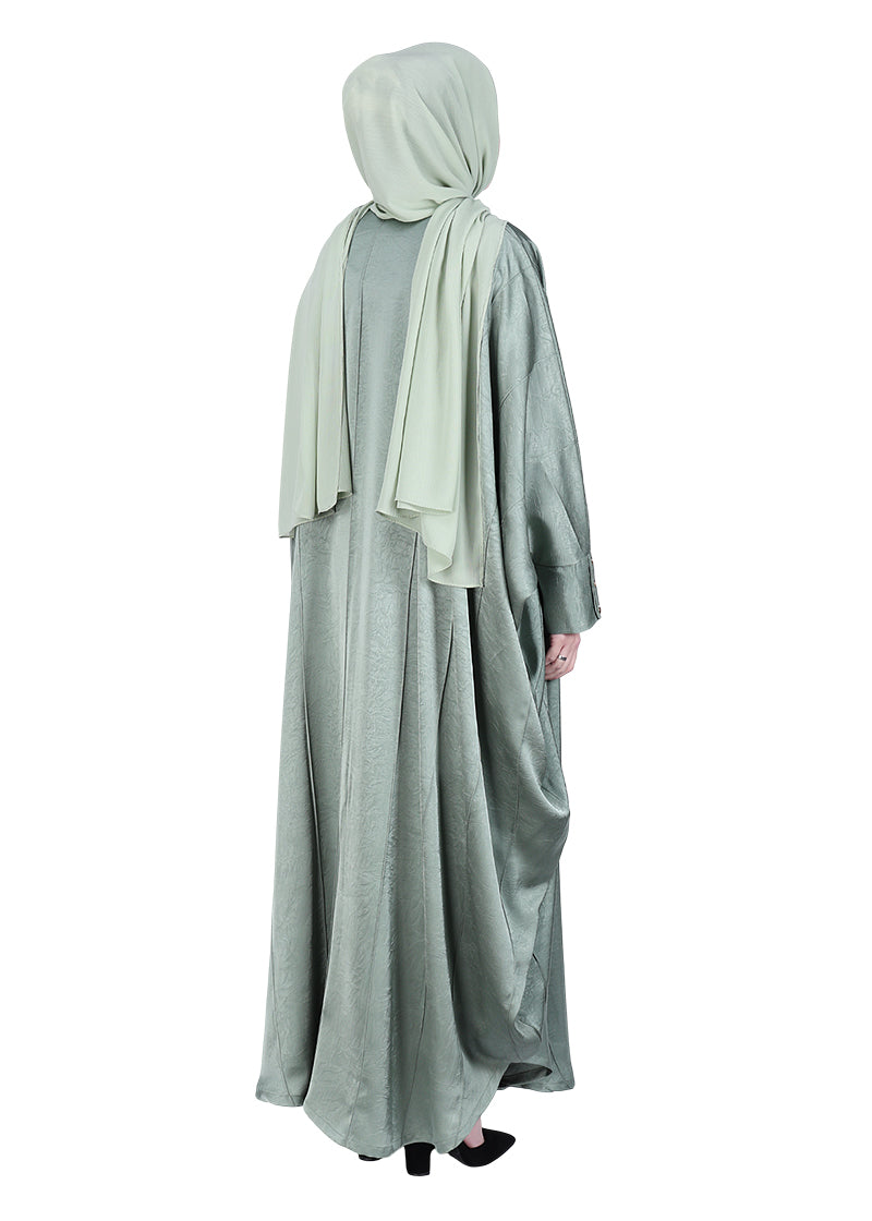 BeingMuslims Lustrous Front Open Buttoned Kaftan Mint