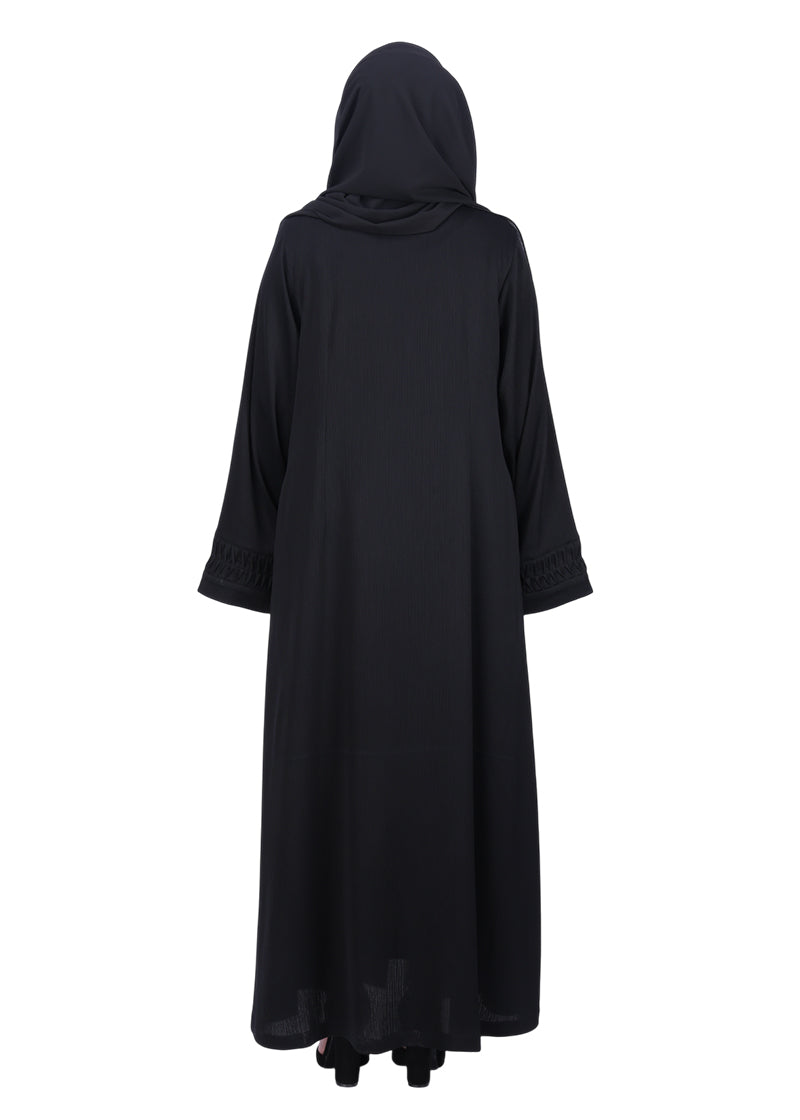 BeingMuslims Sleek Abaya with Designer Sleeves Black