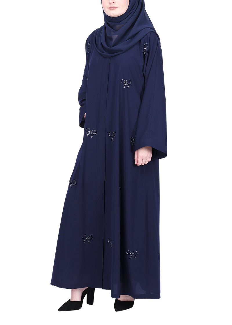 BeingMuslims Understated with Elegant Bow Shaped Motifs Navy Blue