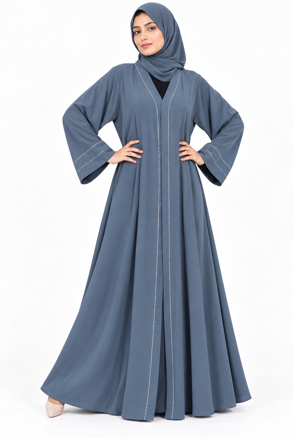 Graceful Piping Detail Abaya