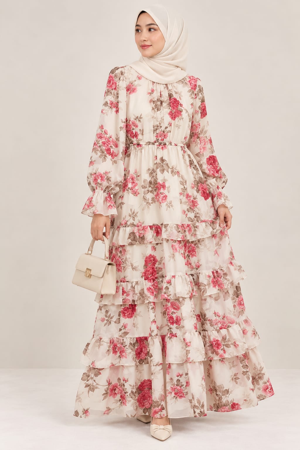 Rosé Garden Tiered Maxi Dress