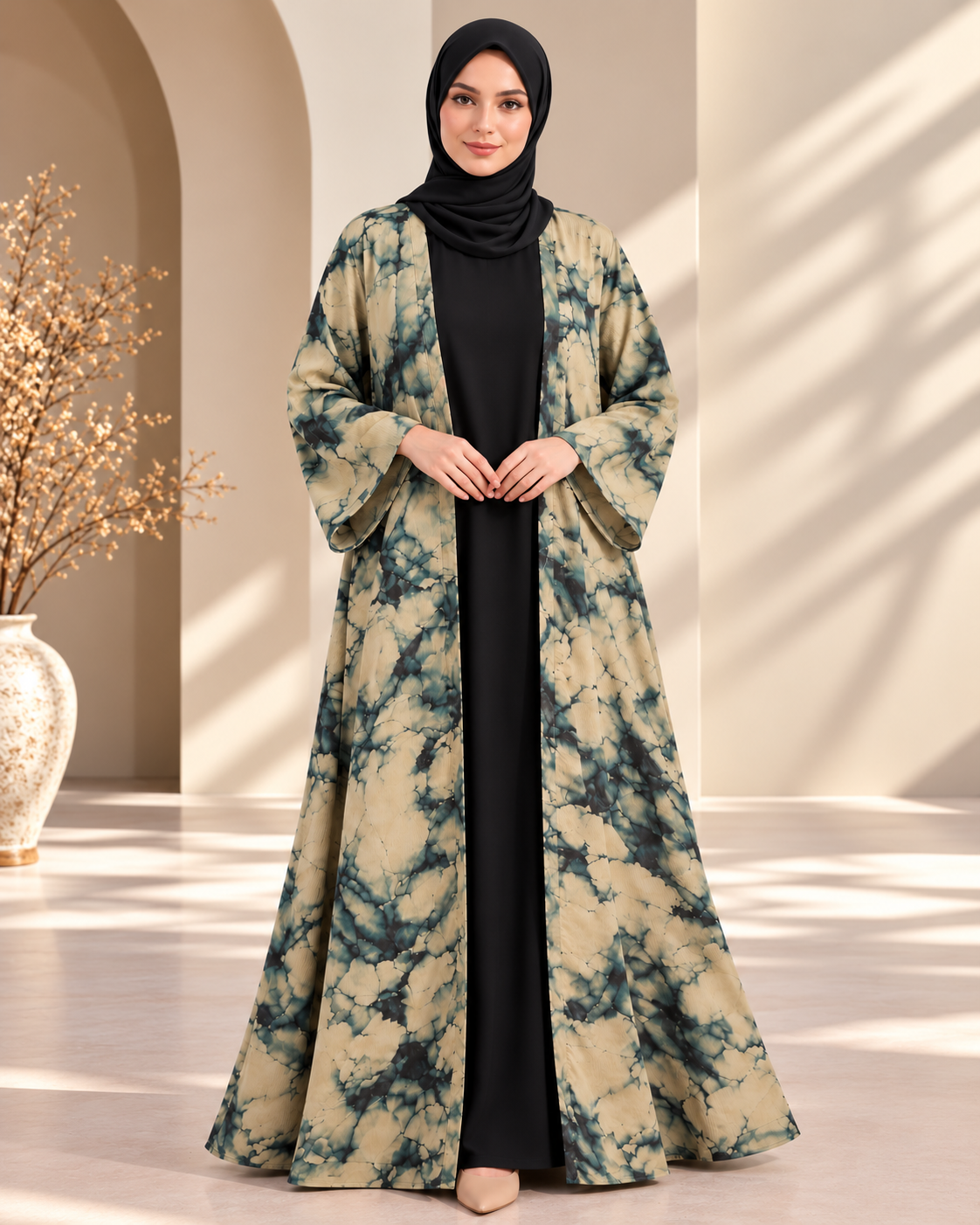 Modest Forever Marble Noir Abaya
