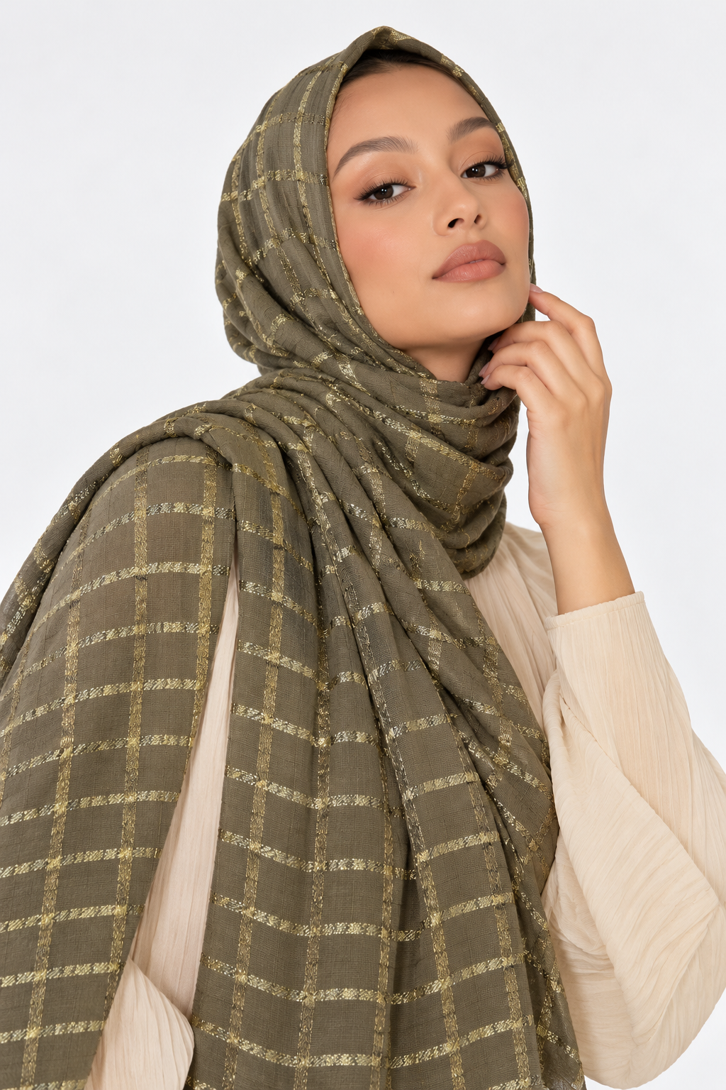 Modest Forever Metallic Windowpane Chiffon Hijab