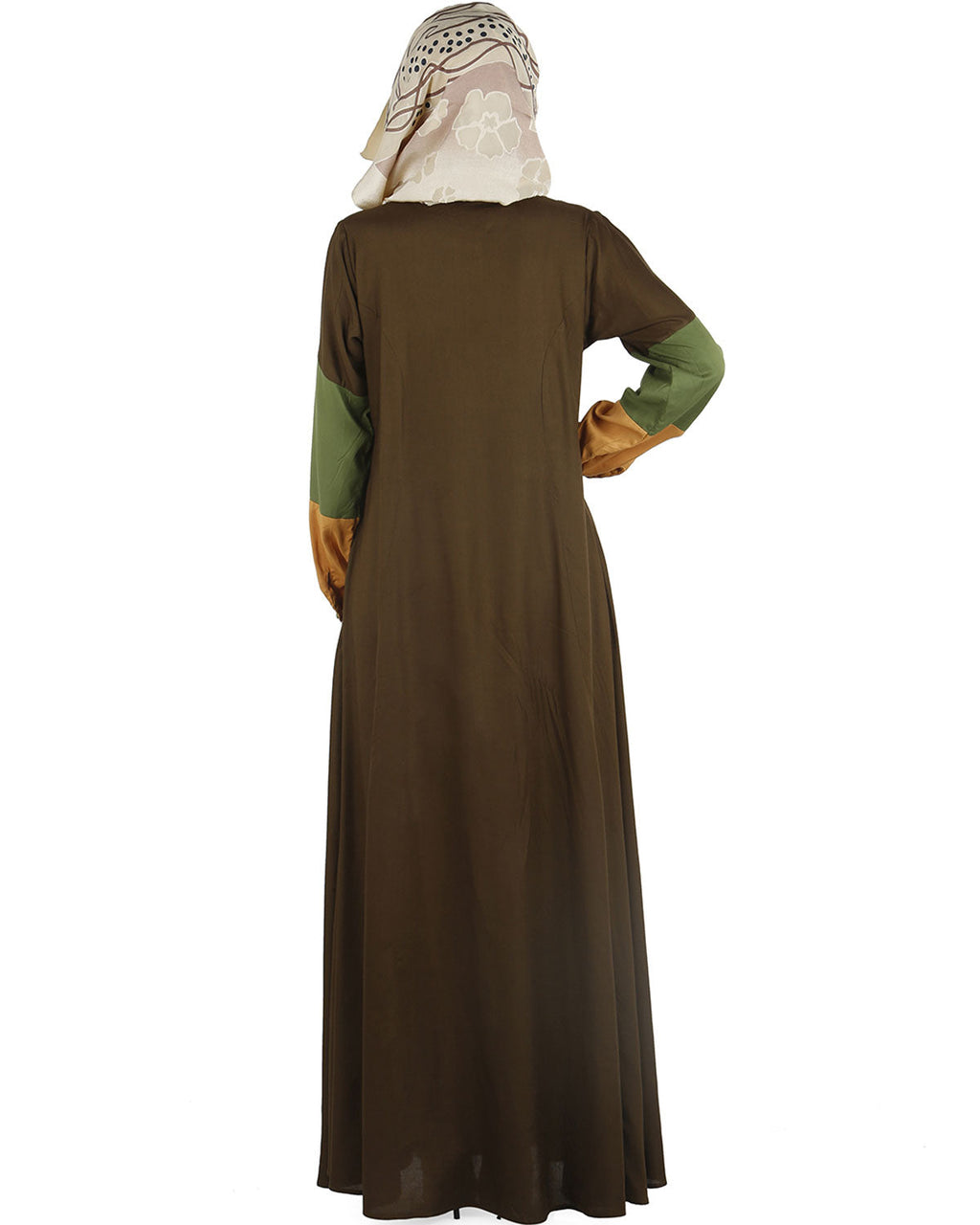 Color block Abaya dress Brown