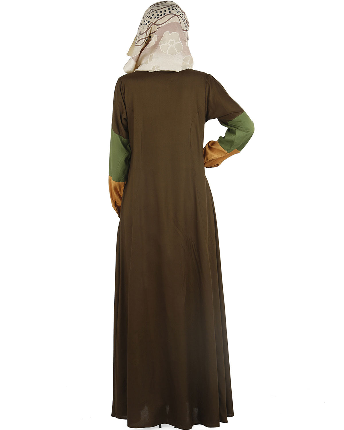 Color block Abaya dress Brown