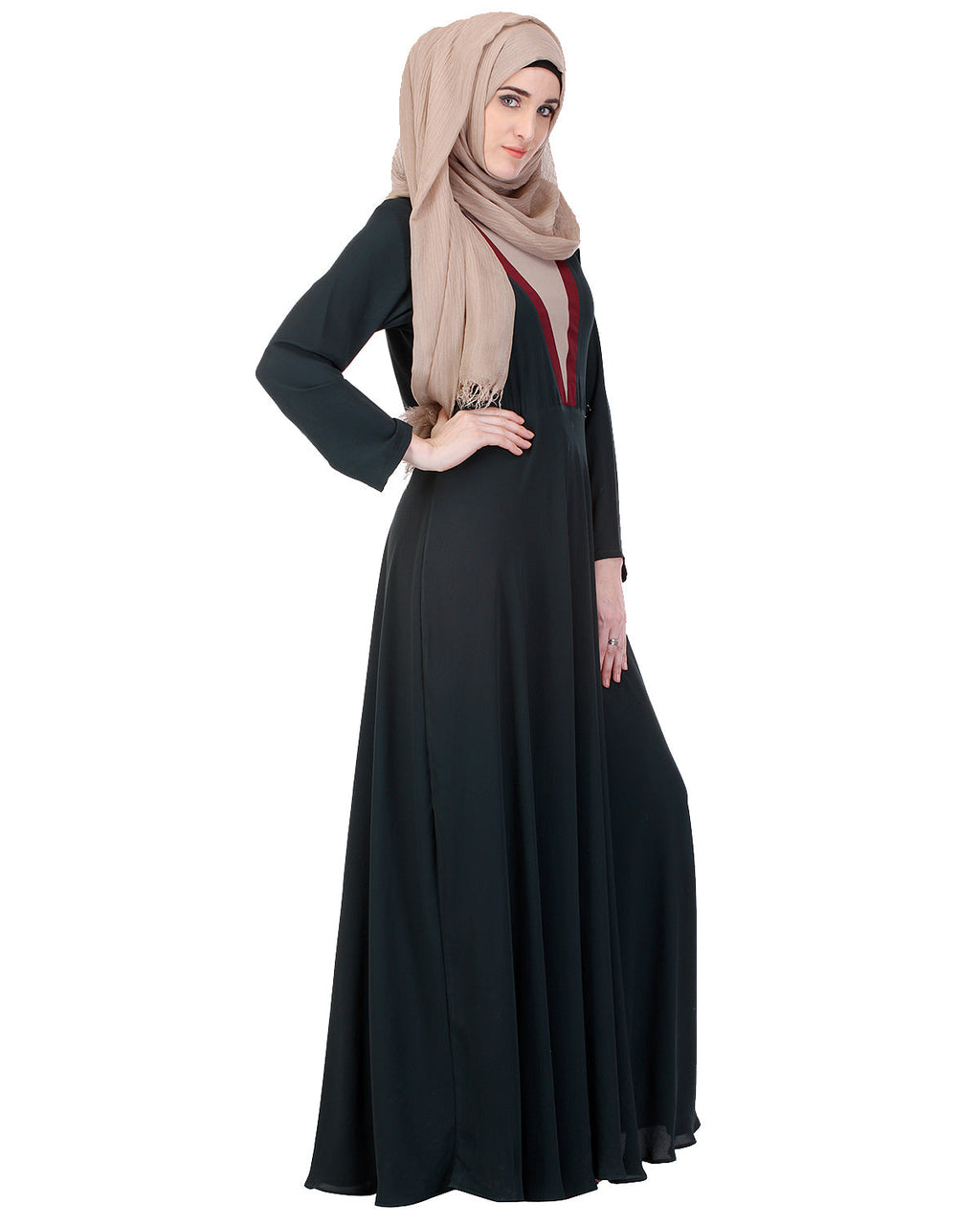 Moss long Maxi Style Abaya Grey