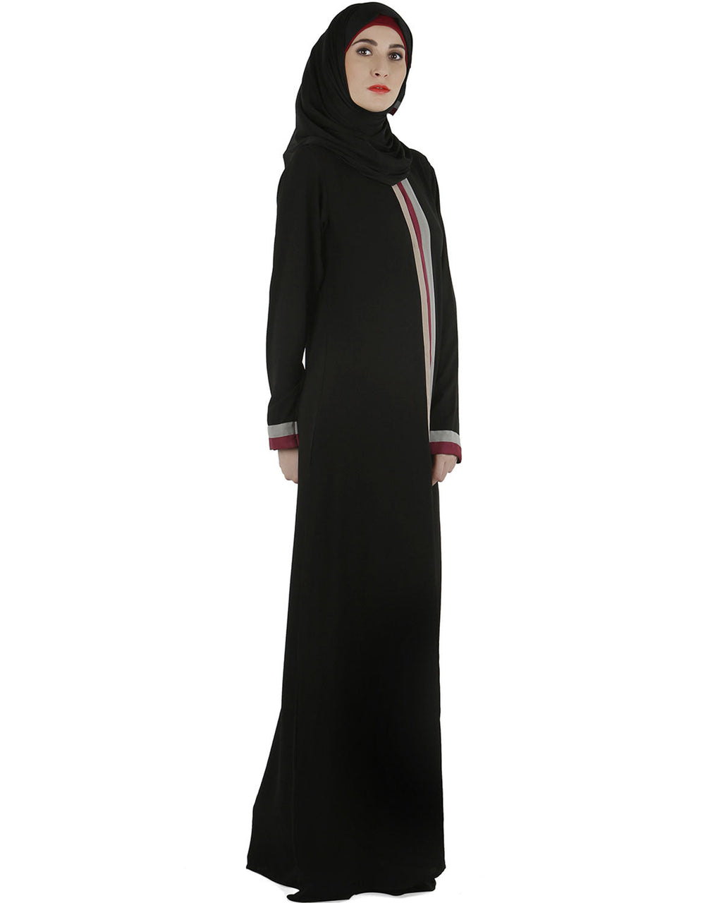 Tricolor panelled abaya Black