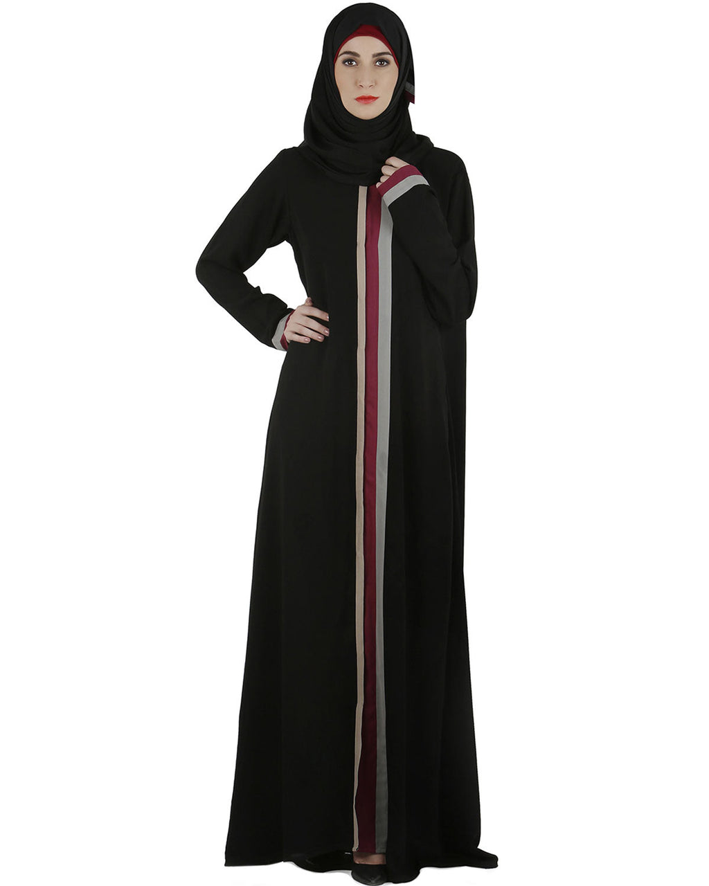 Tricolor panelled abaya Black