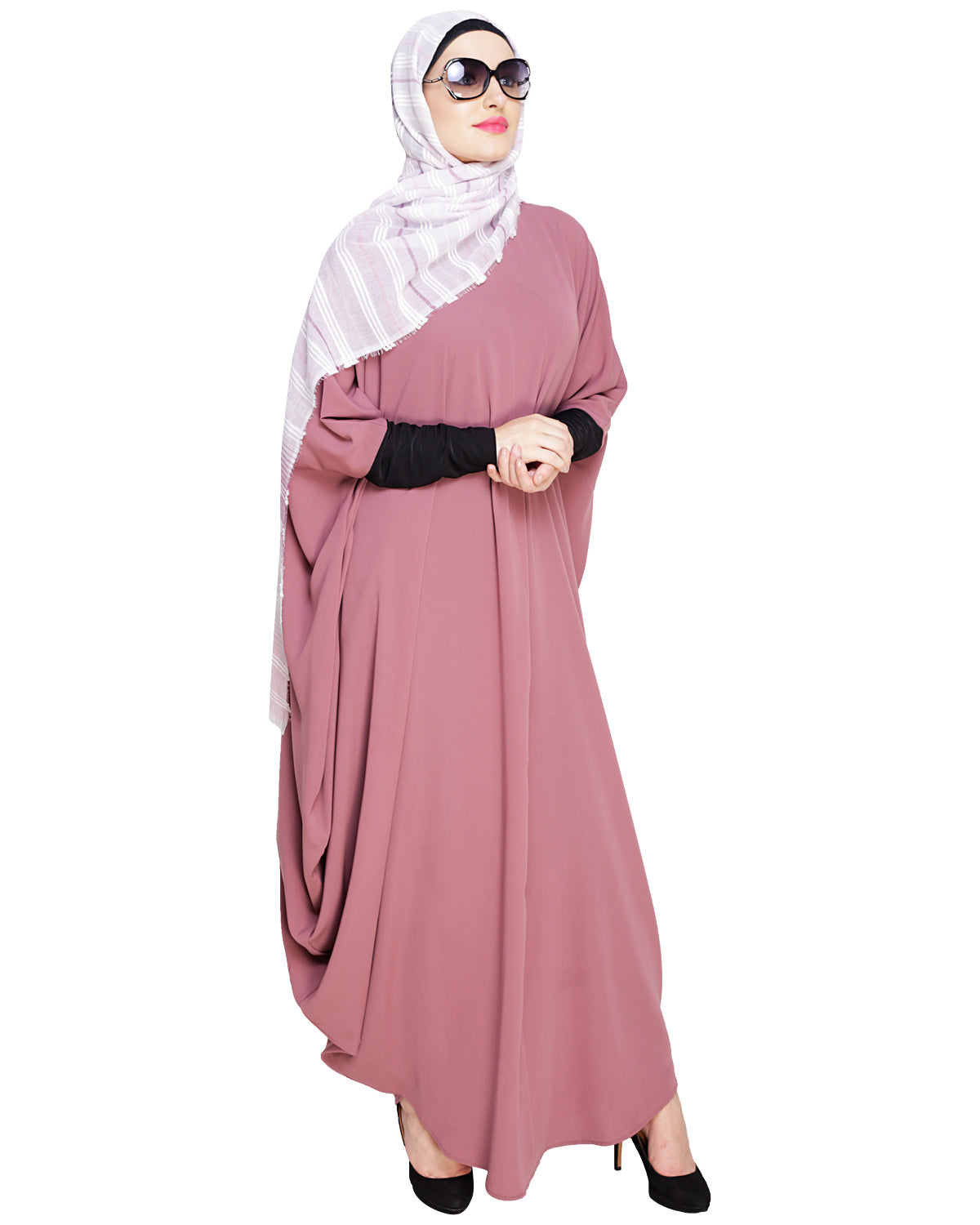 Quirky Jersy Sleeve Black Kaftan Wine
