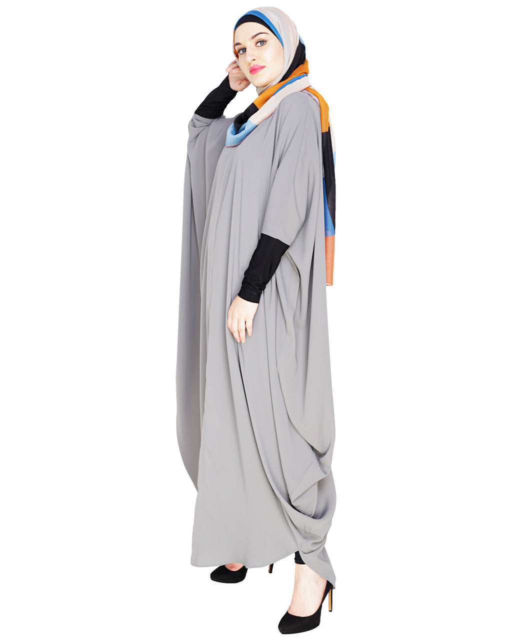 Quirky Jersy Sleeve Black Kaftan Wine