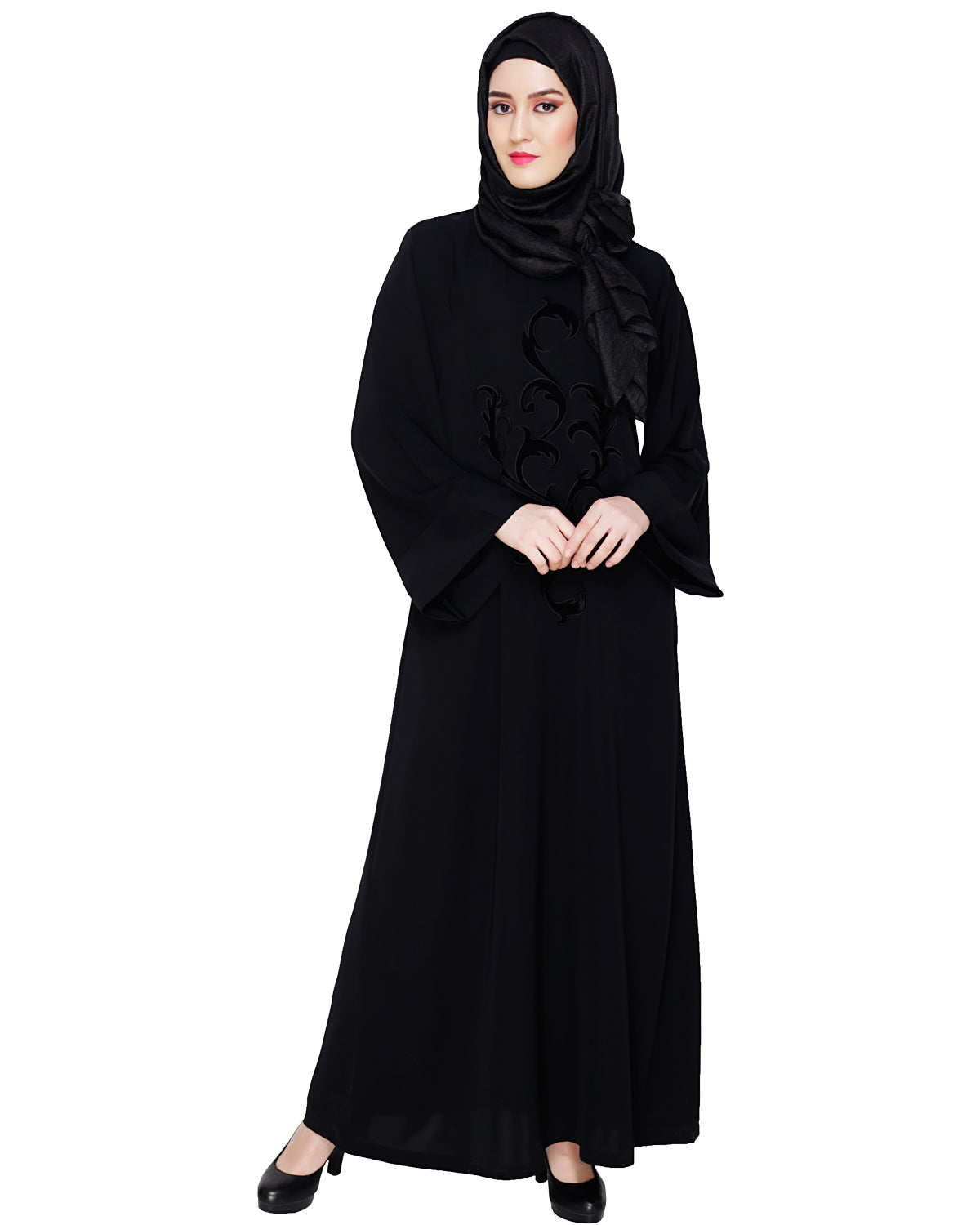 Plush Dubai Style Abaya Black