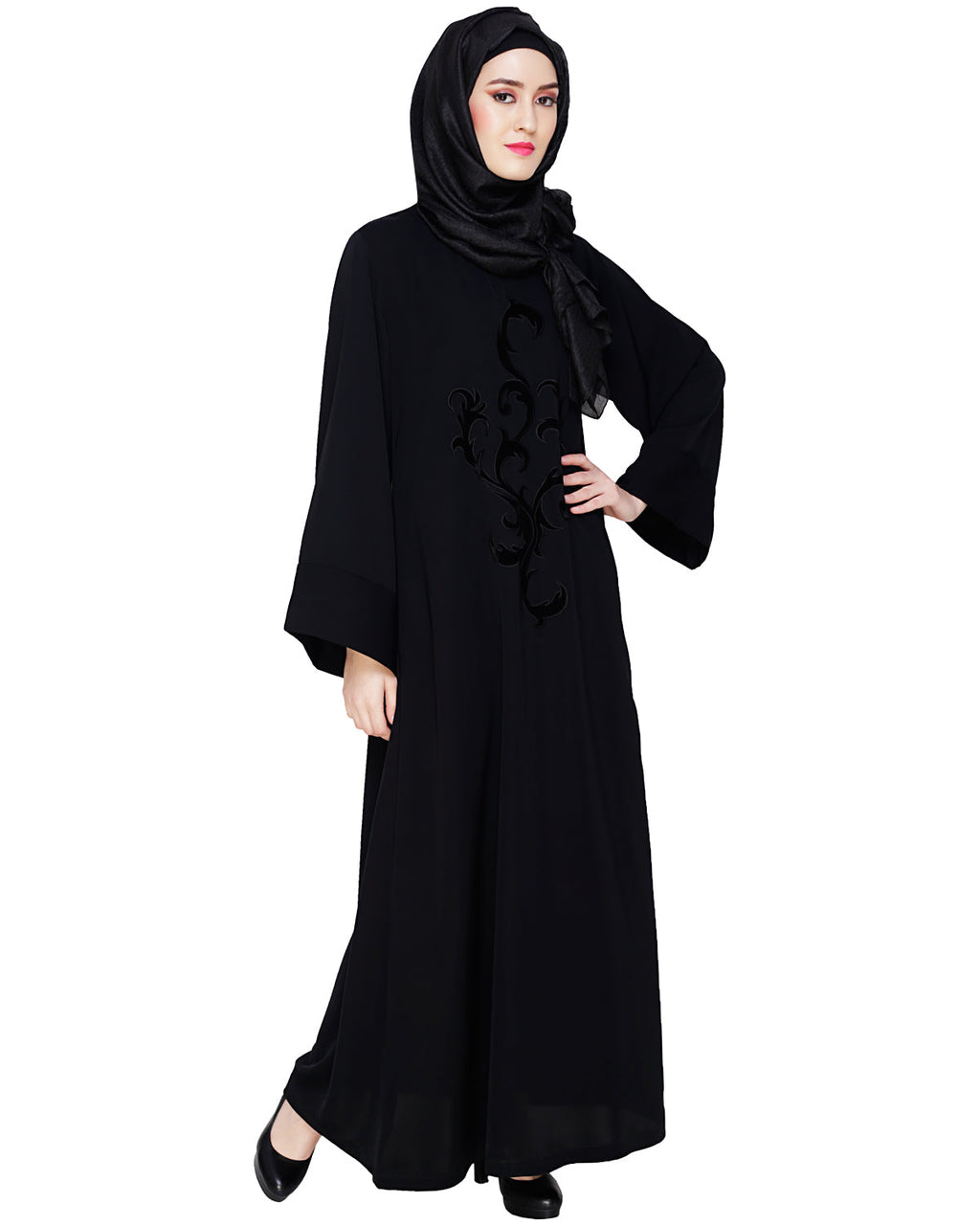 Plush Dubai Style Abaya Black