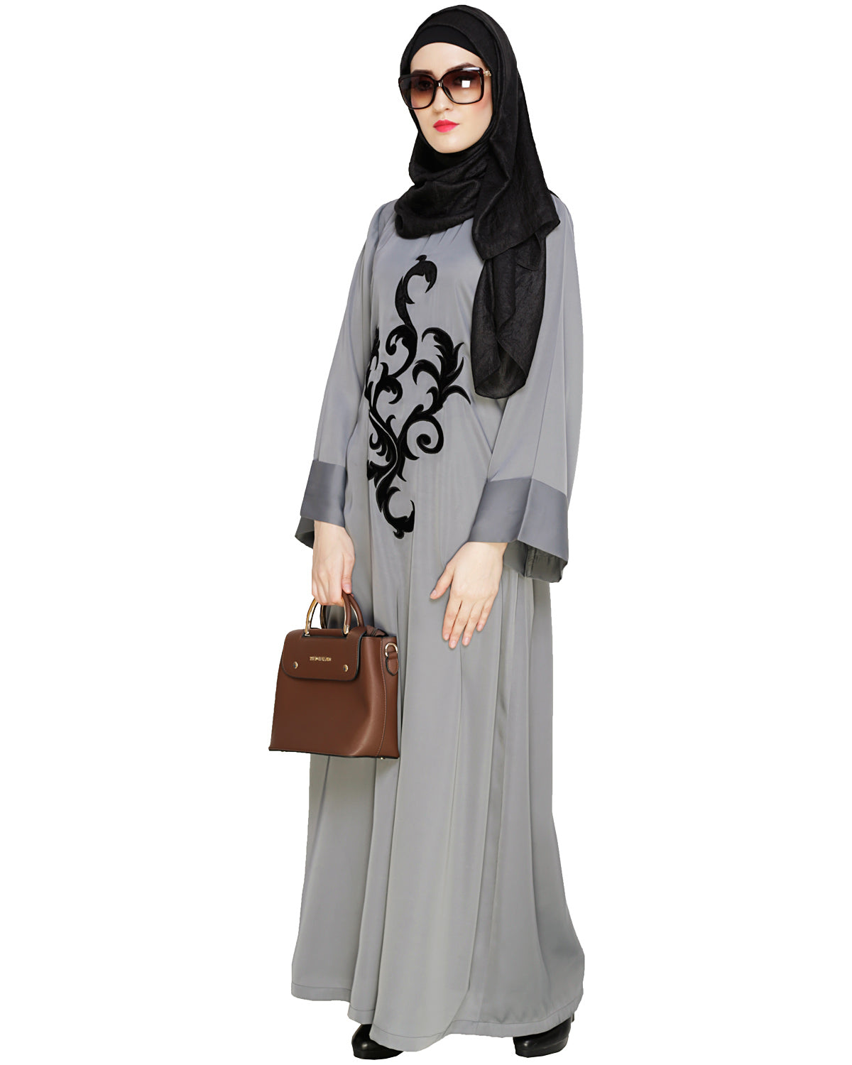 Plush Dubai Style Abaya Grey