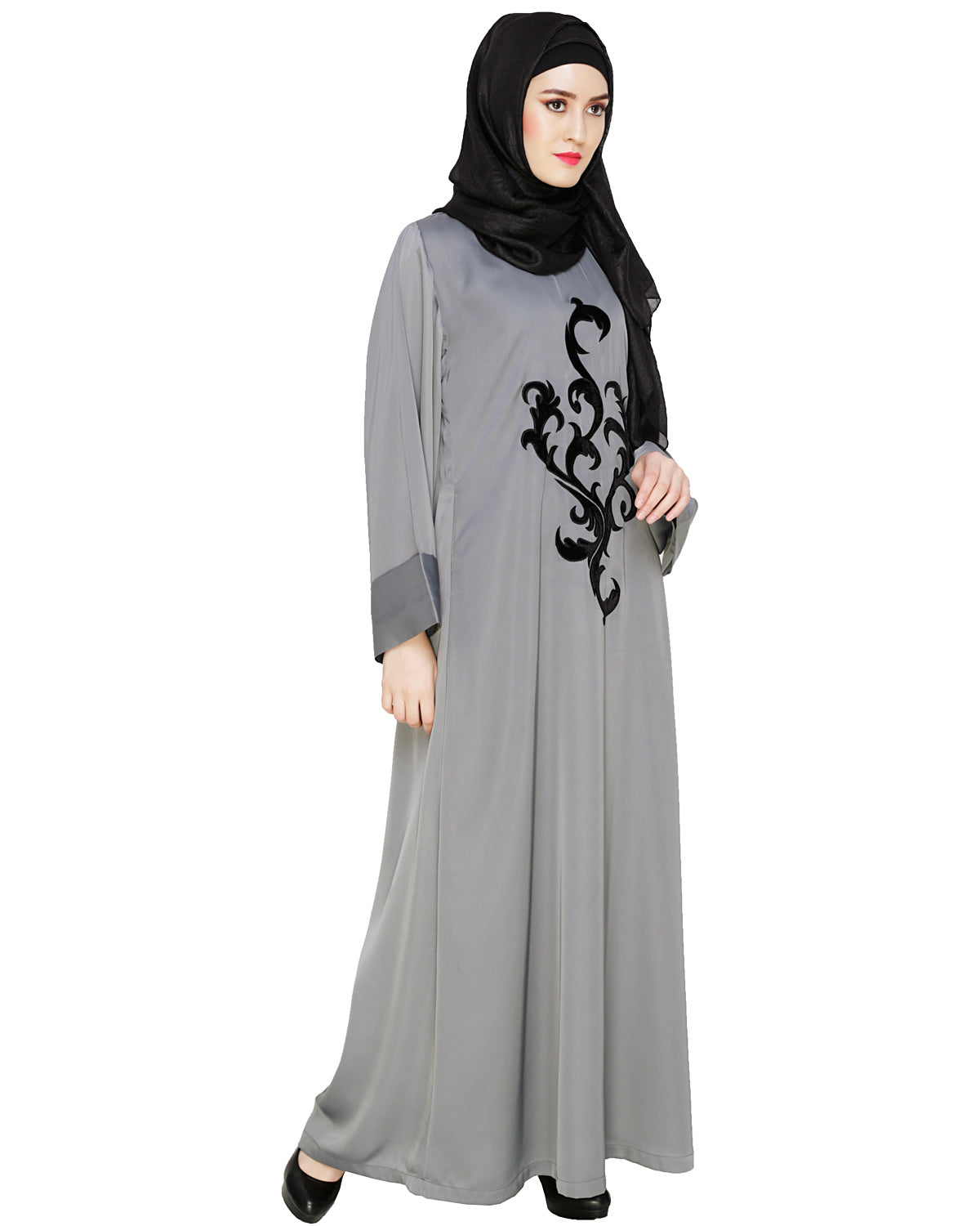 Plush Dubai Style Abaya Grey