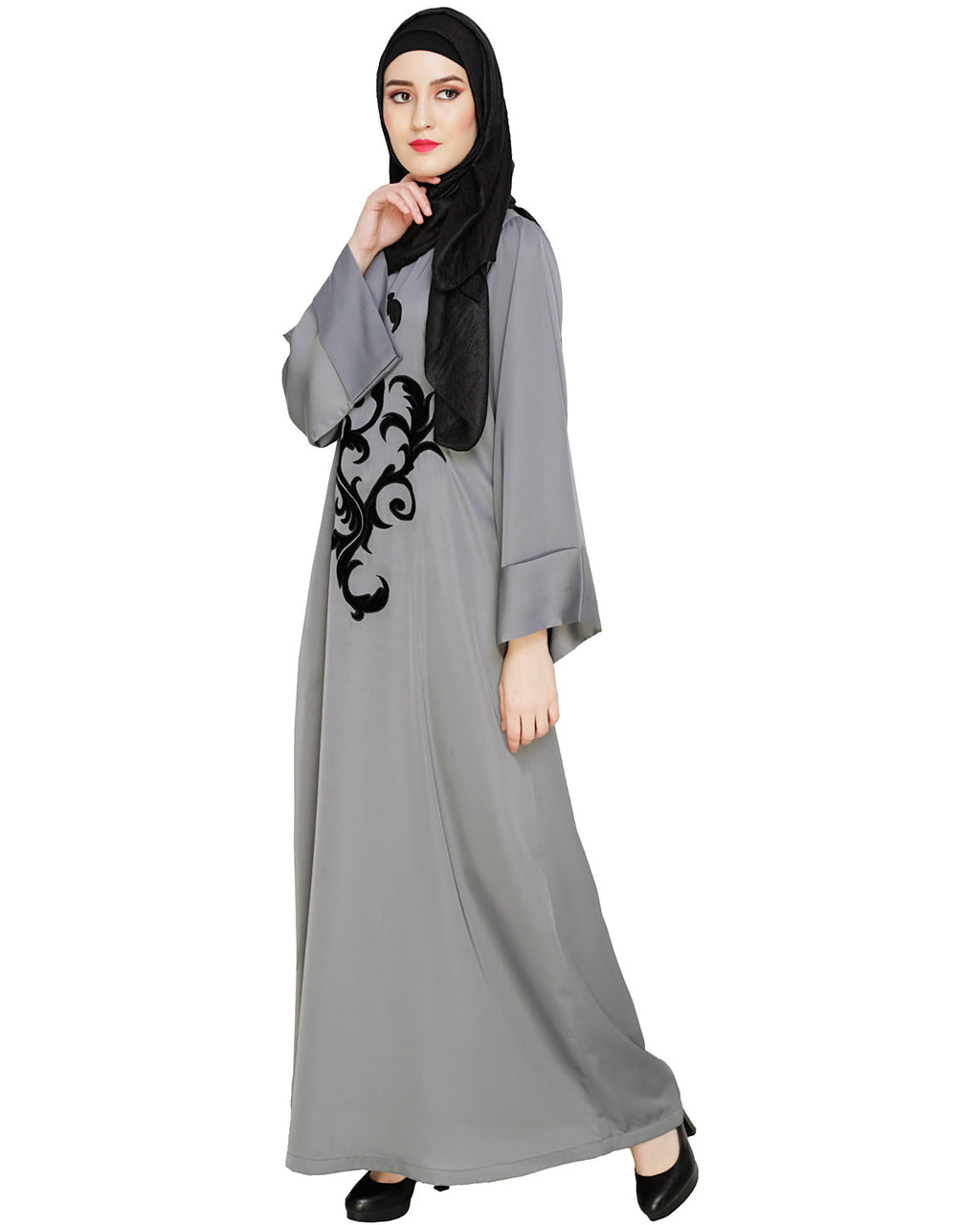 Plush Dubai Style Abaya Grey