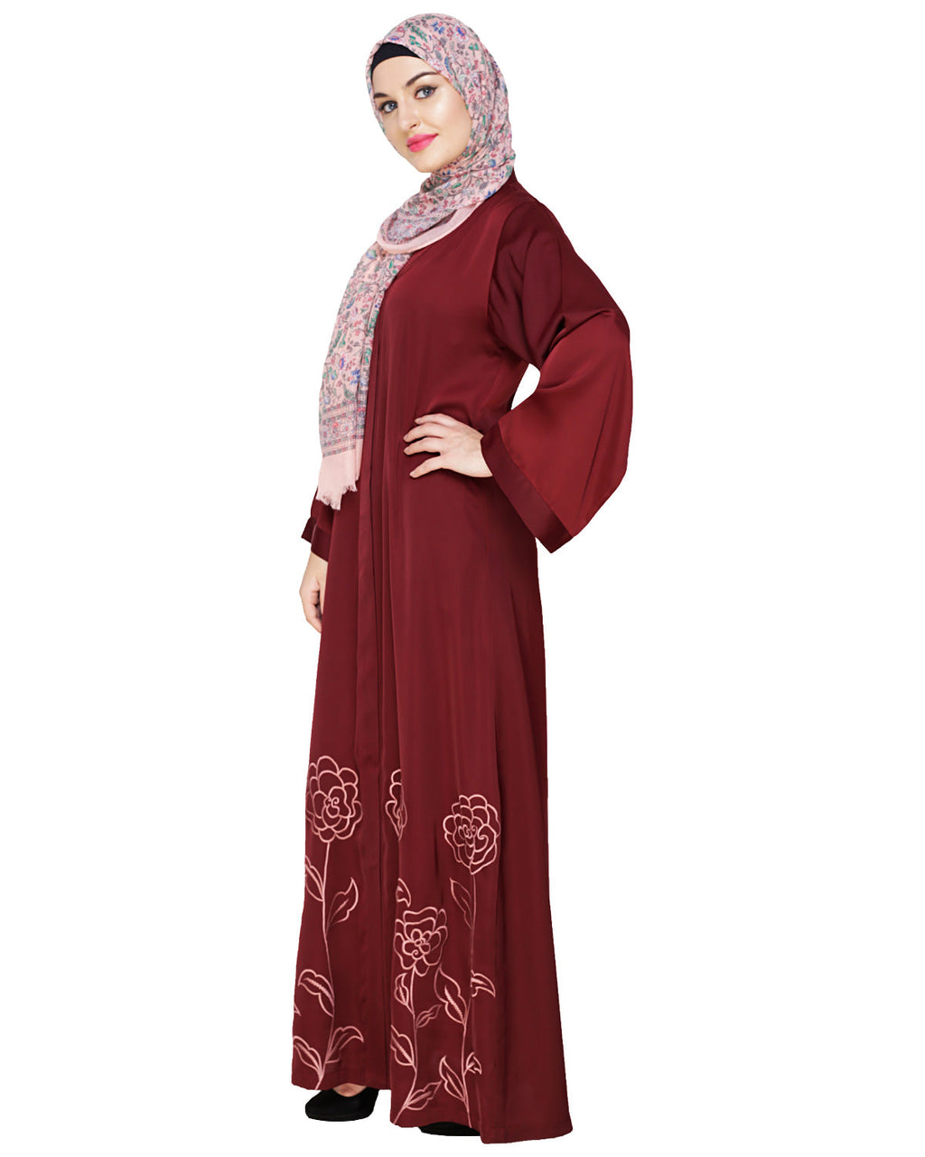 Mesmerising Dubai Style Abaya Wine