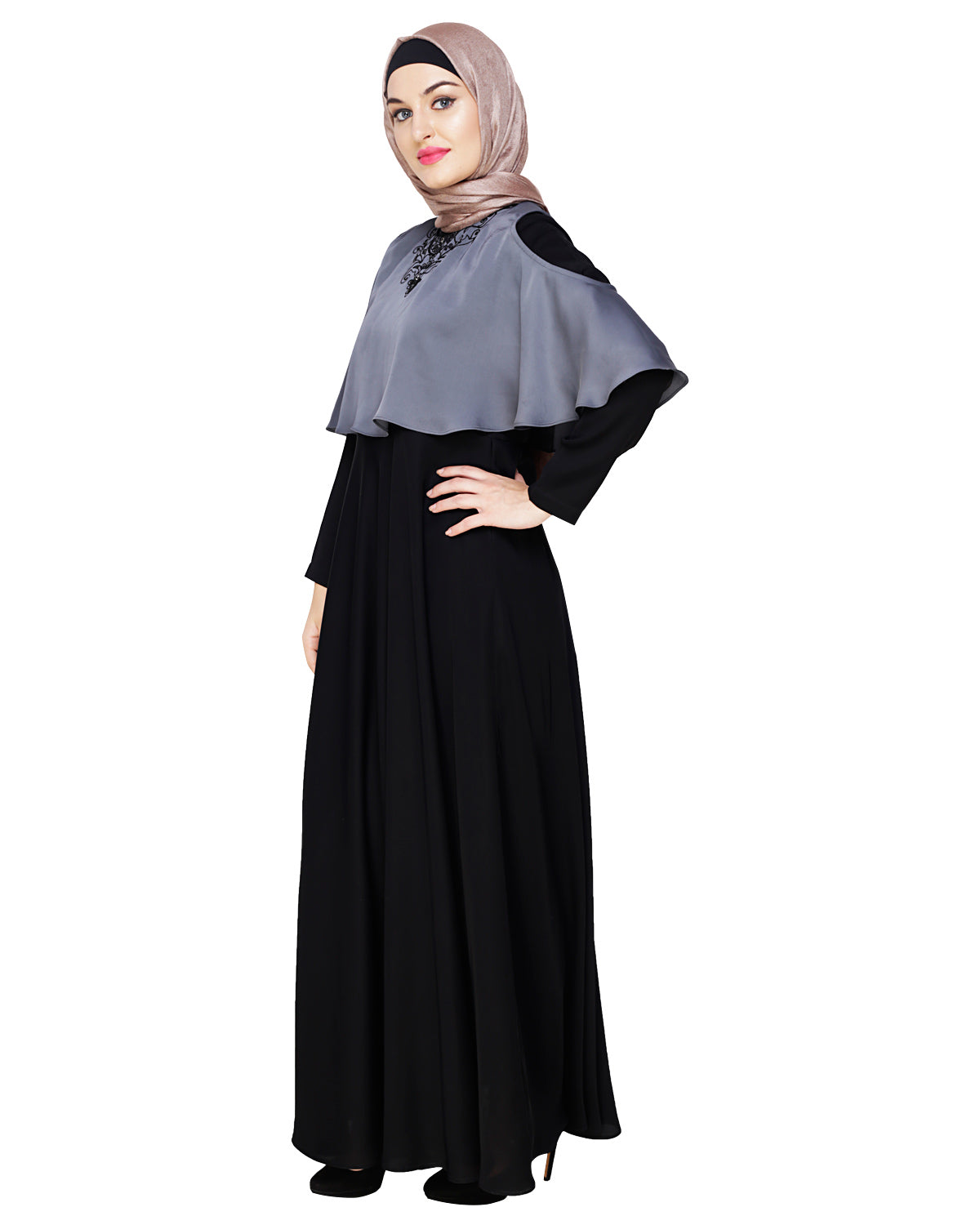 Elite Cape Abaya Grey