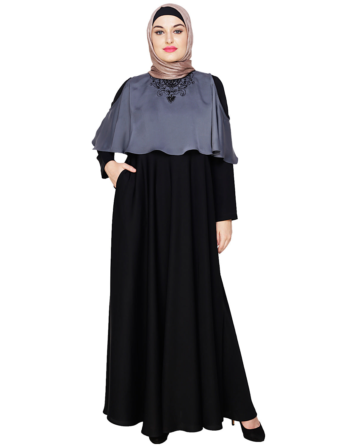 Elite Cape Abaya Grey