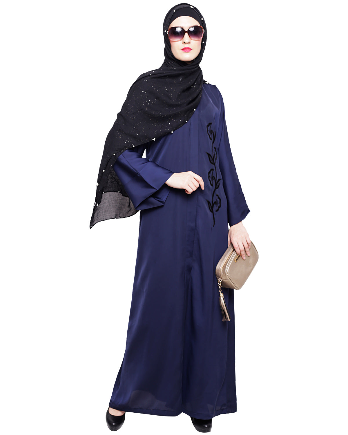 Exclusive Applique Dubai Style Abaya Blue