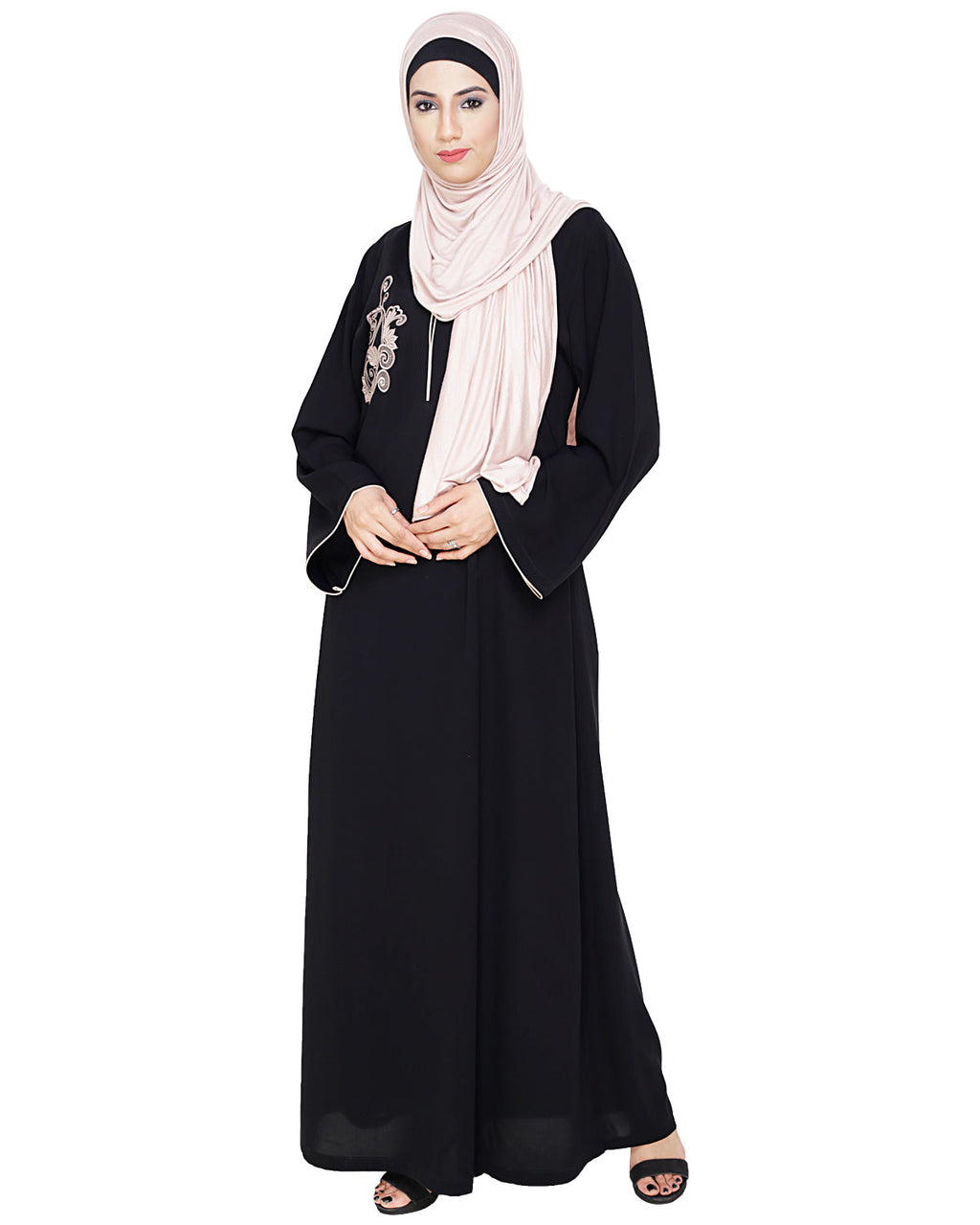 Resham Ornate Dubai Style Abaya Black