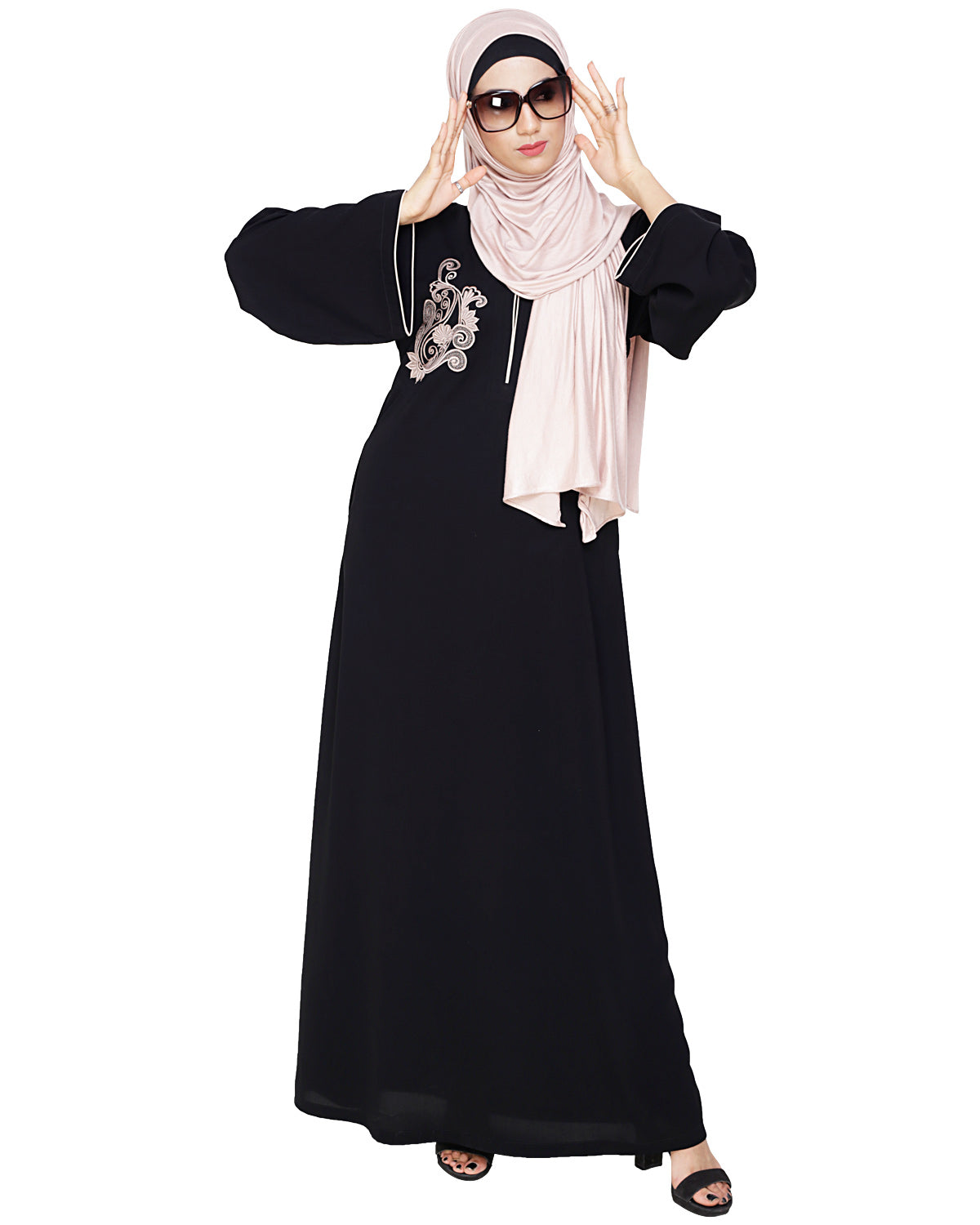 Resham Ornate Dubai Style Abaya Black