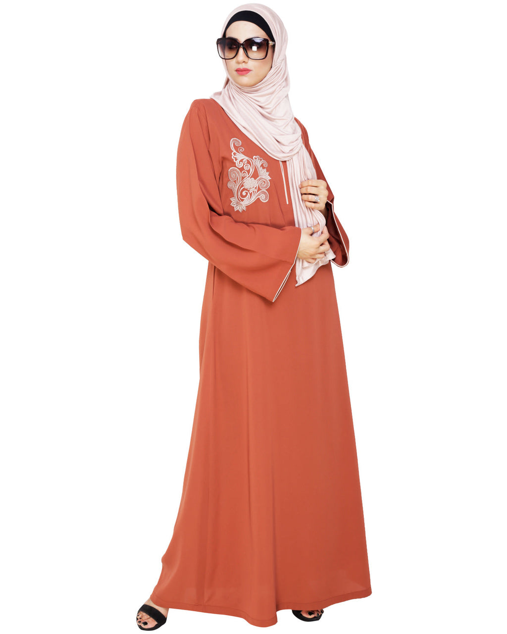 Resham Ornate Dubai Style Abaya Red