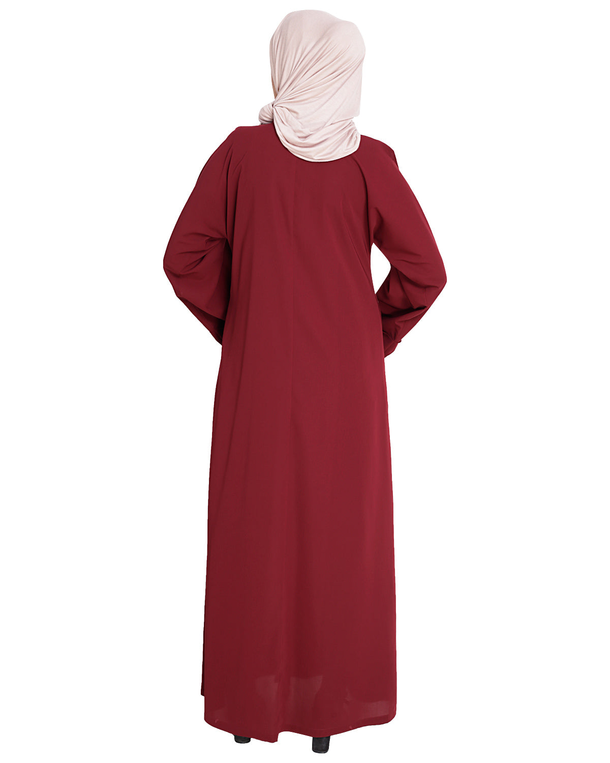 Jazzy Embroidered Dubai Style Abaya Wine