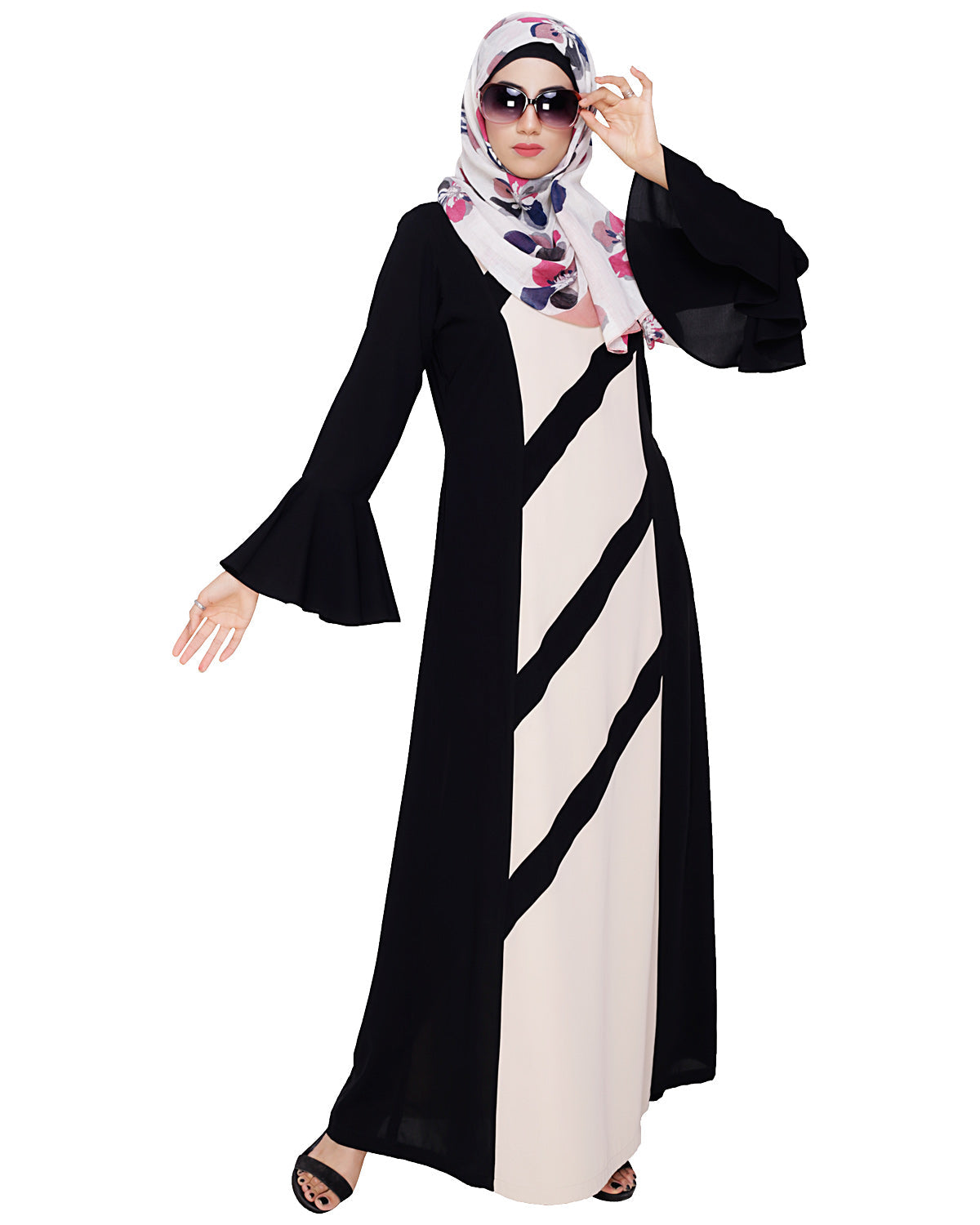 Flouncy Sleeve Dubai style Abaya Black