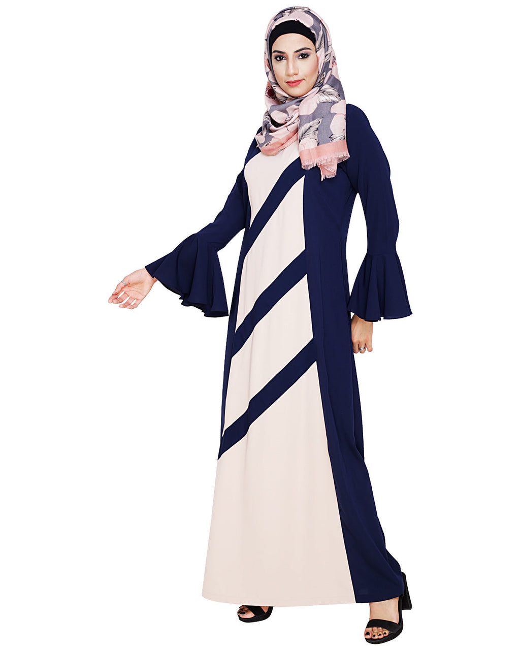 Flouncy Sleeve Dubai style Abaya Blue
