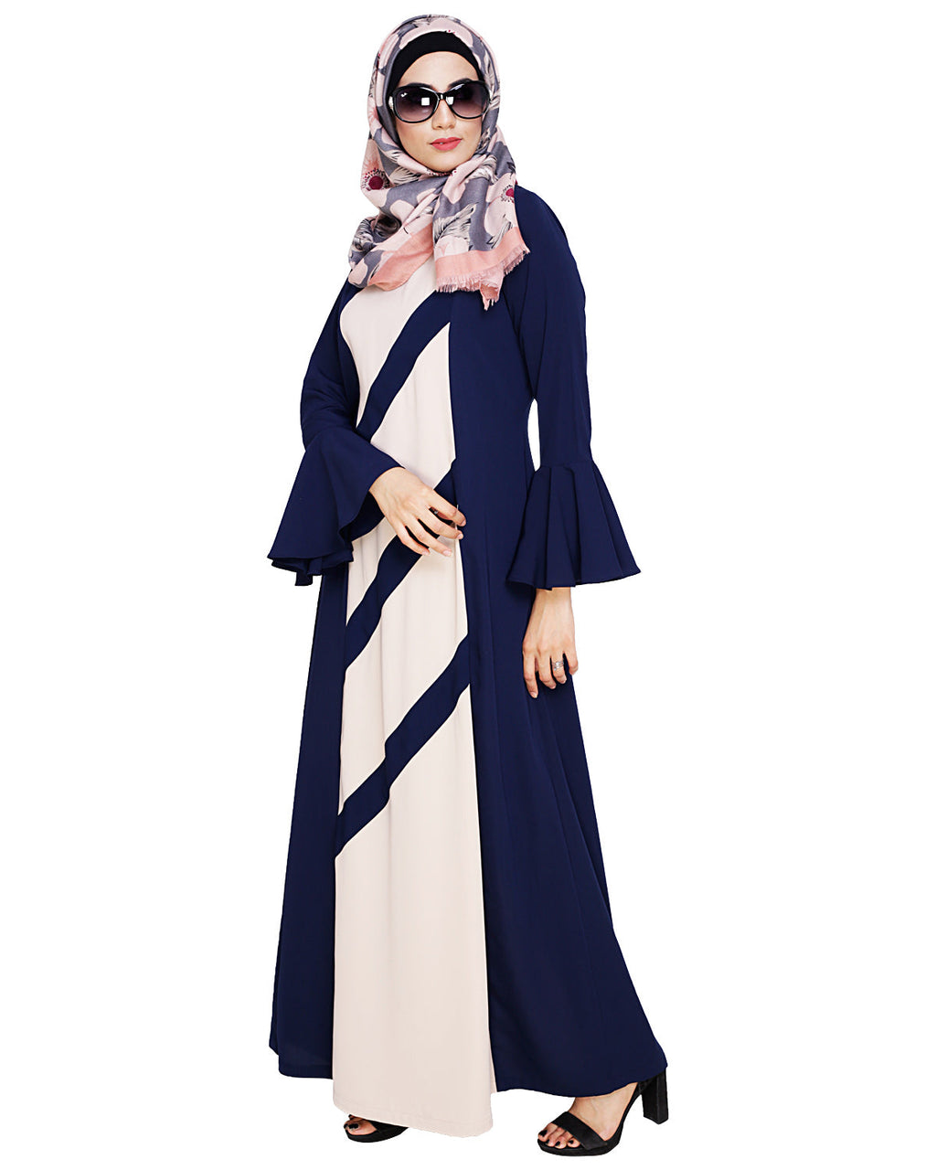 Flouncy Sleeve Dubai style Abaya Blue