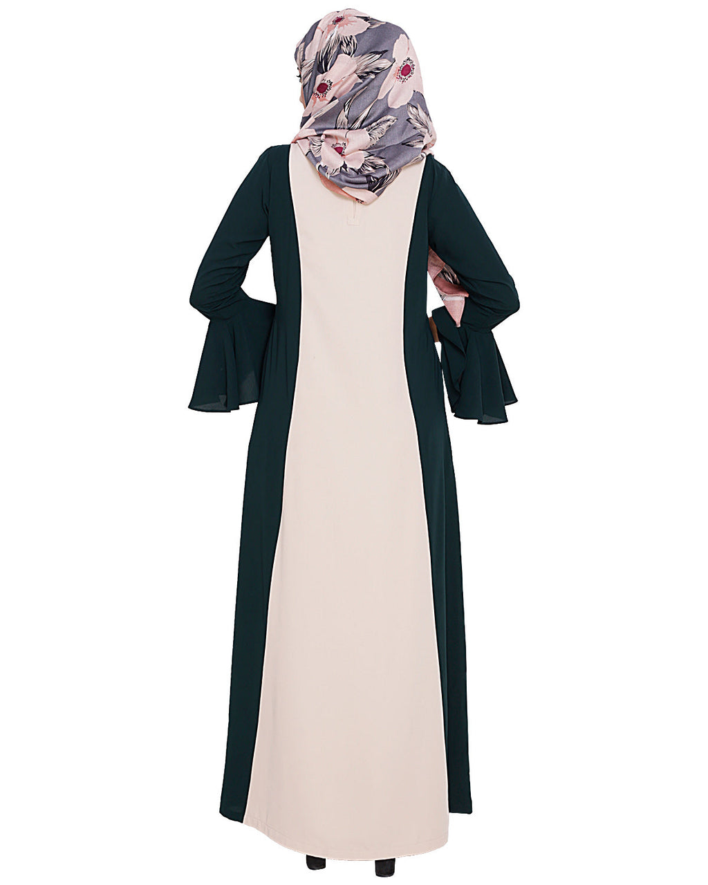 Flouncy Sleeve Dubai style Abaya Bottle Green