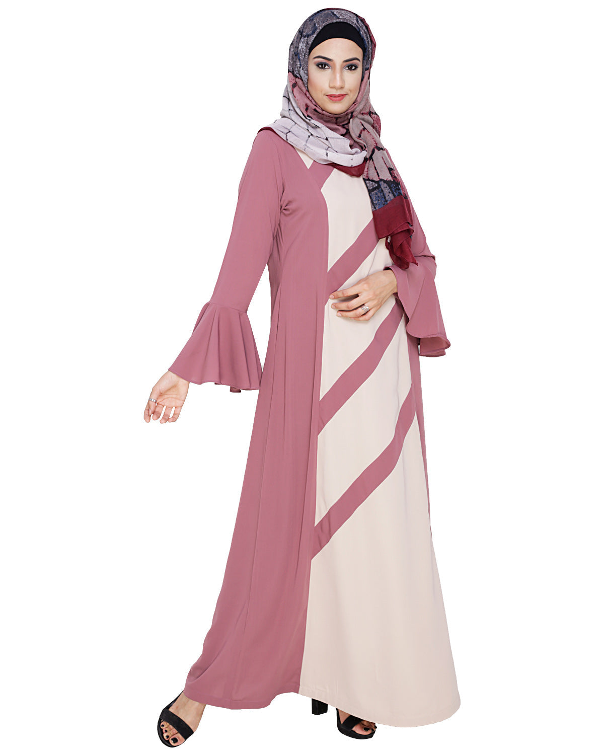 Flouncy Sleeve Dubai style Abaya Onion Pink
