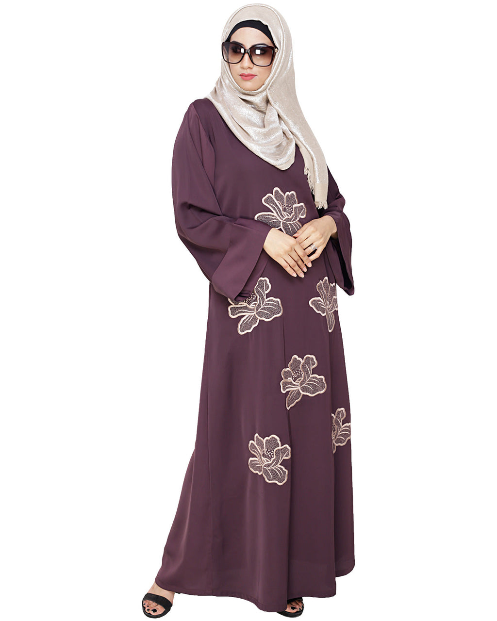 Daisy Dubai style Abaya Dark Purple