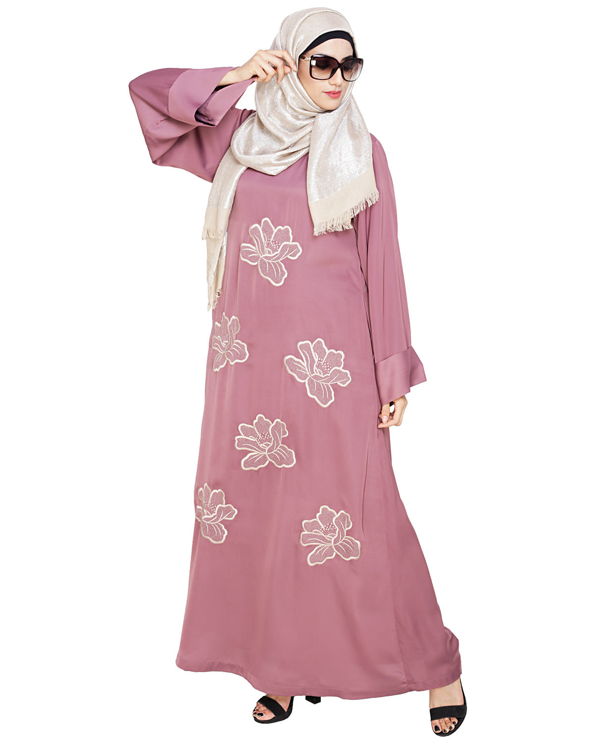 Daisy Dubai style Abaya Onion Pink