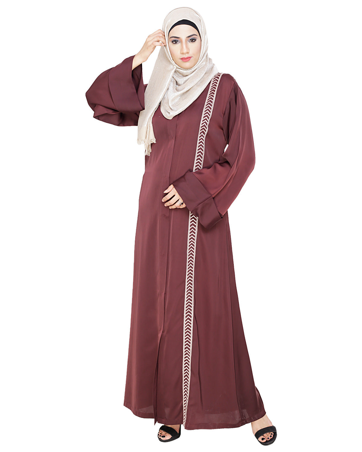 Lofty Dubai Style Abaya Deep Wine