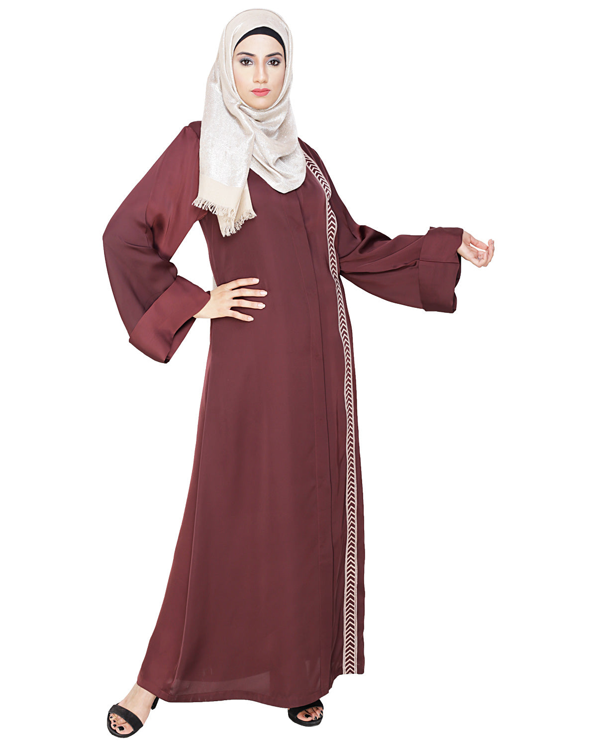Lofty Dubai Style Abaya Deep Wine