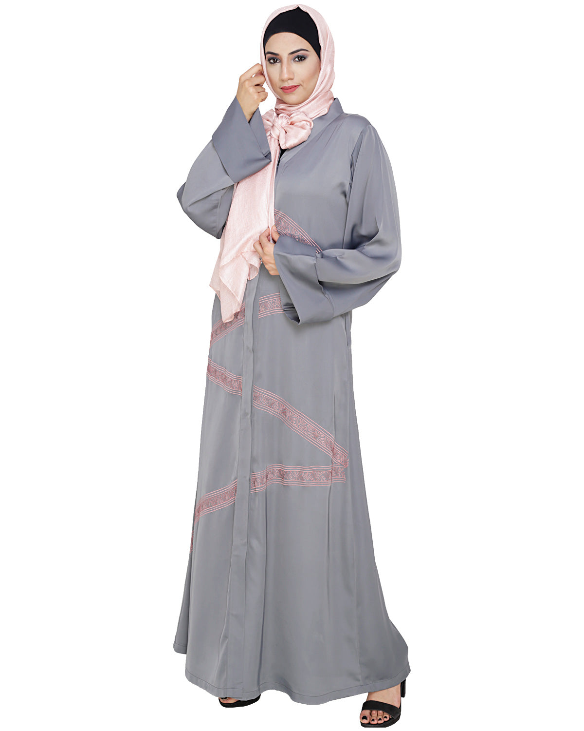 Glinty Dubai Style Abaya Grey