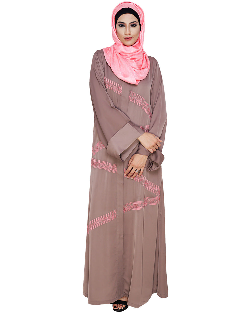 Glinty Dubai Style Abaya Umber Brown
