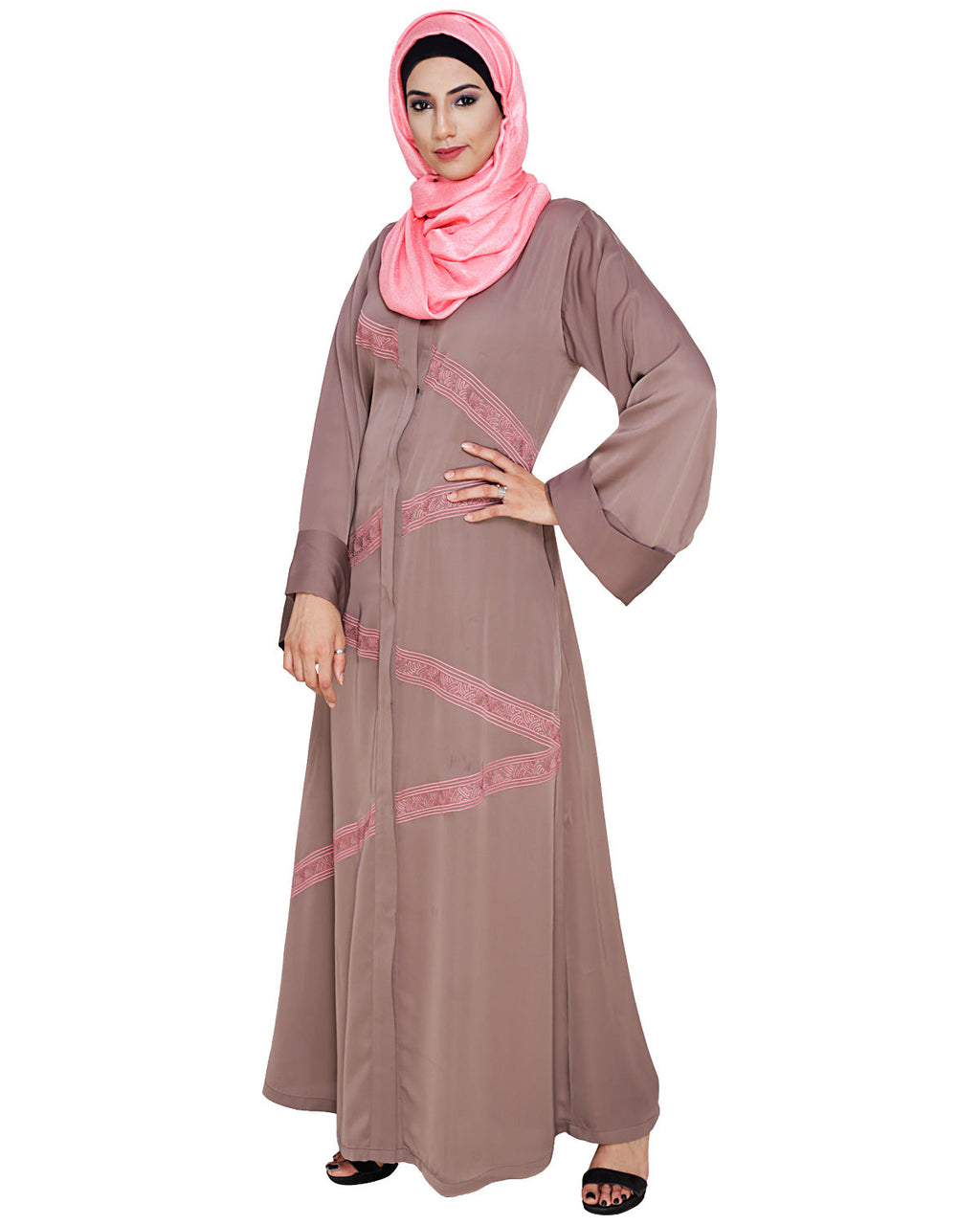Glinty Dubai Style Abaya Umber Brown
