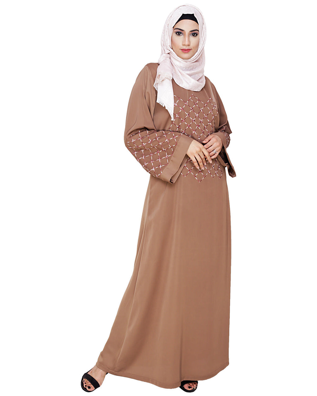 Regal Dubai Style Abaya Dark Beige