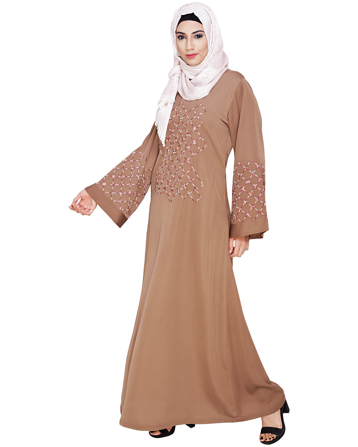 Regal Dubai Style Abaya Dark Beige