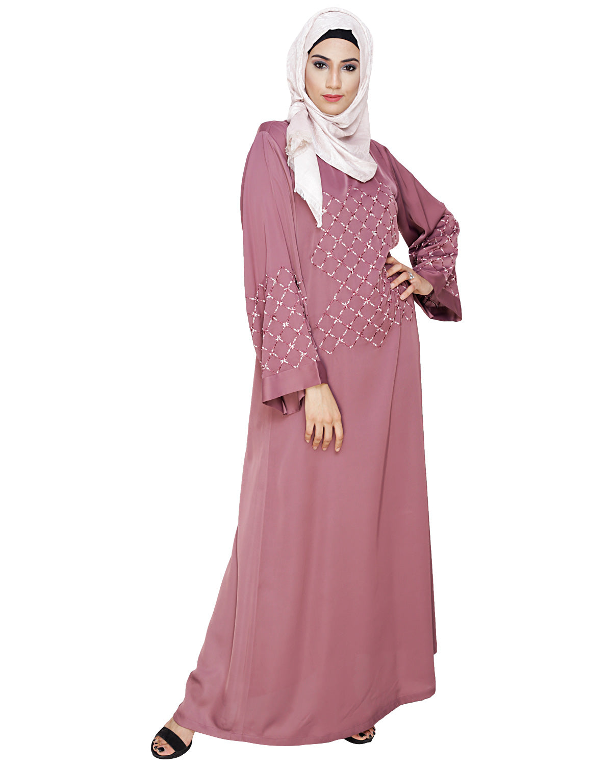 Regal Dubai Style Abaya Dark Purple