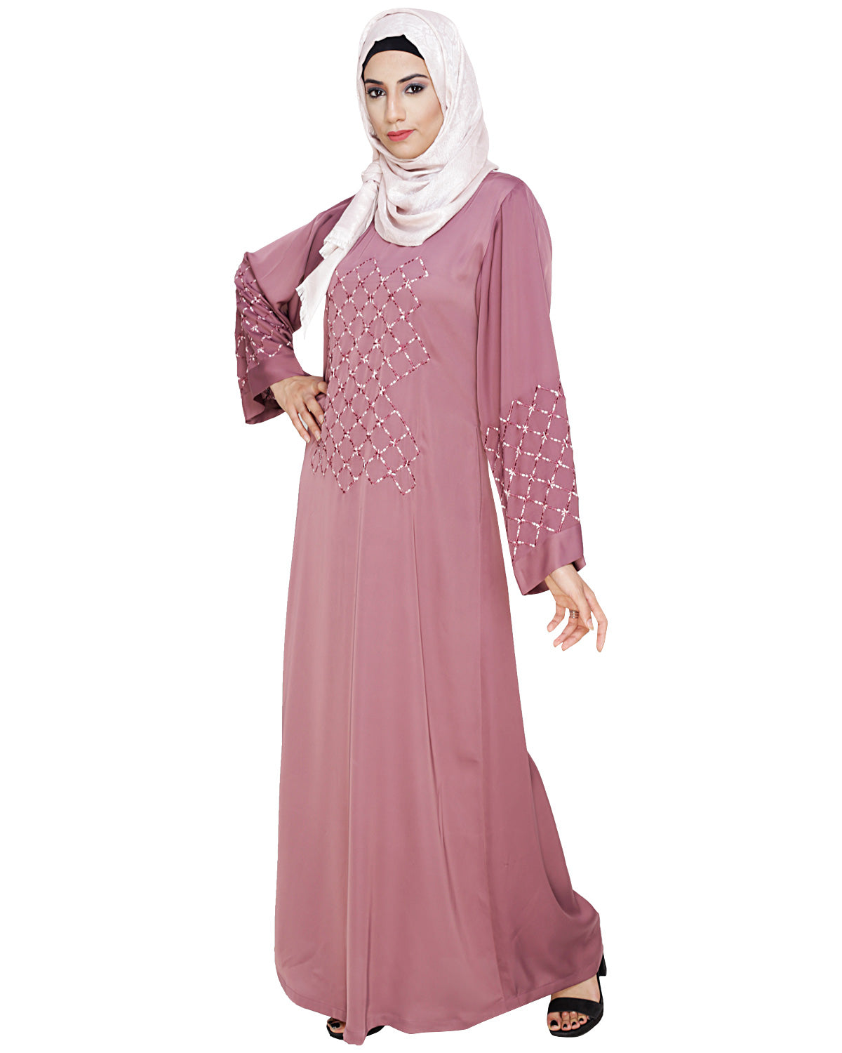 Regal Dubai Style Abaya Dark Purple