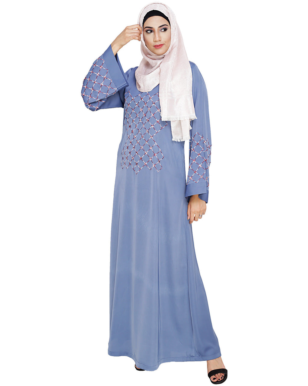 Regal Dubai Style Abaya Steel Blue