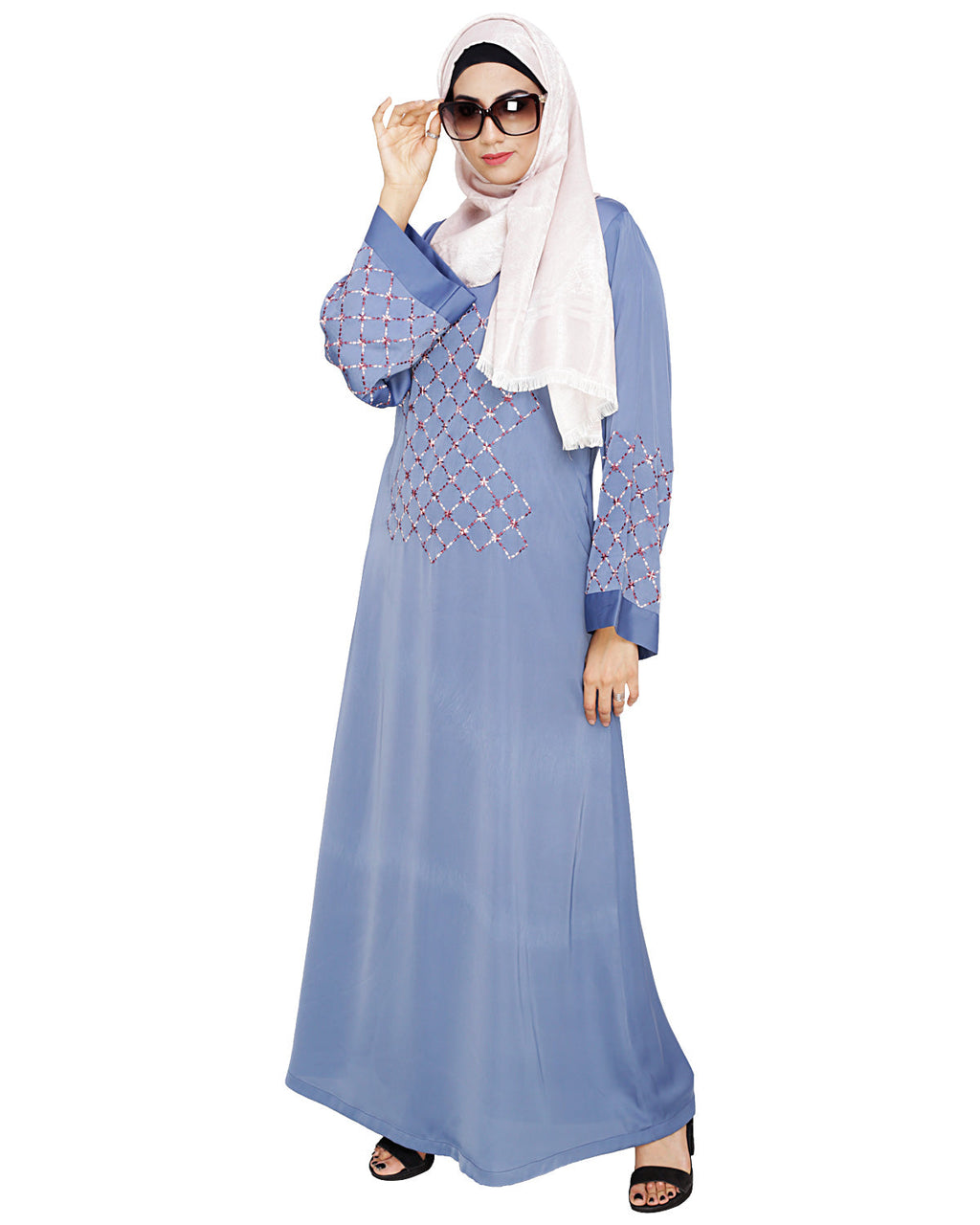 Regal Dubai Style Abaya Steel Blue