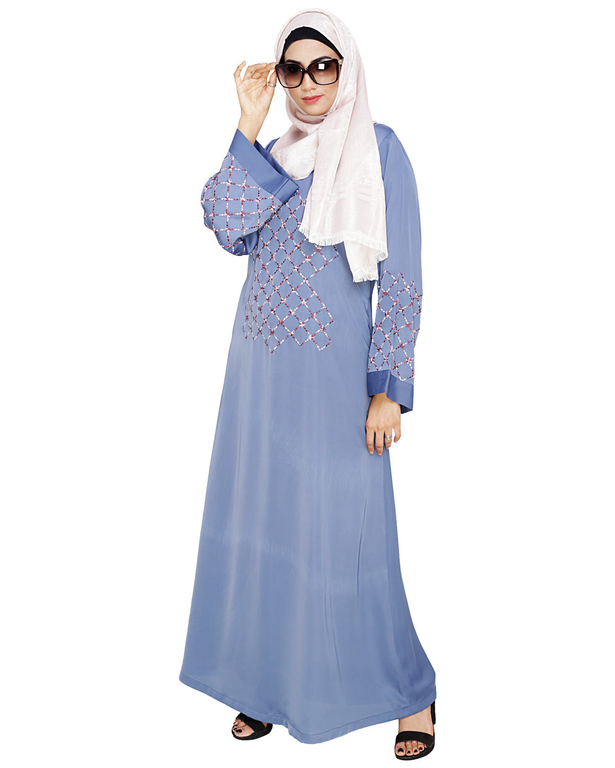 Regal Dubai Style Abaya Steel Blue