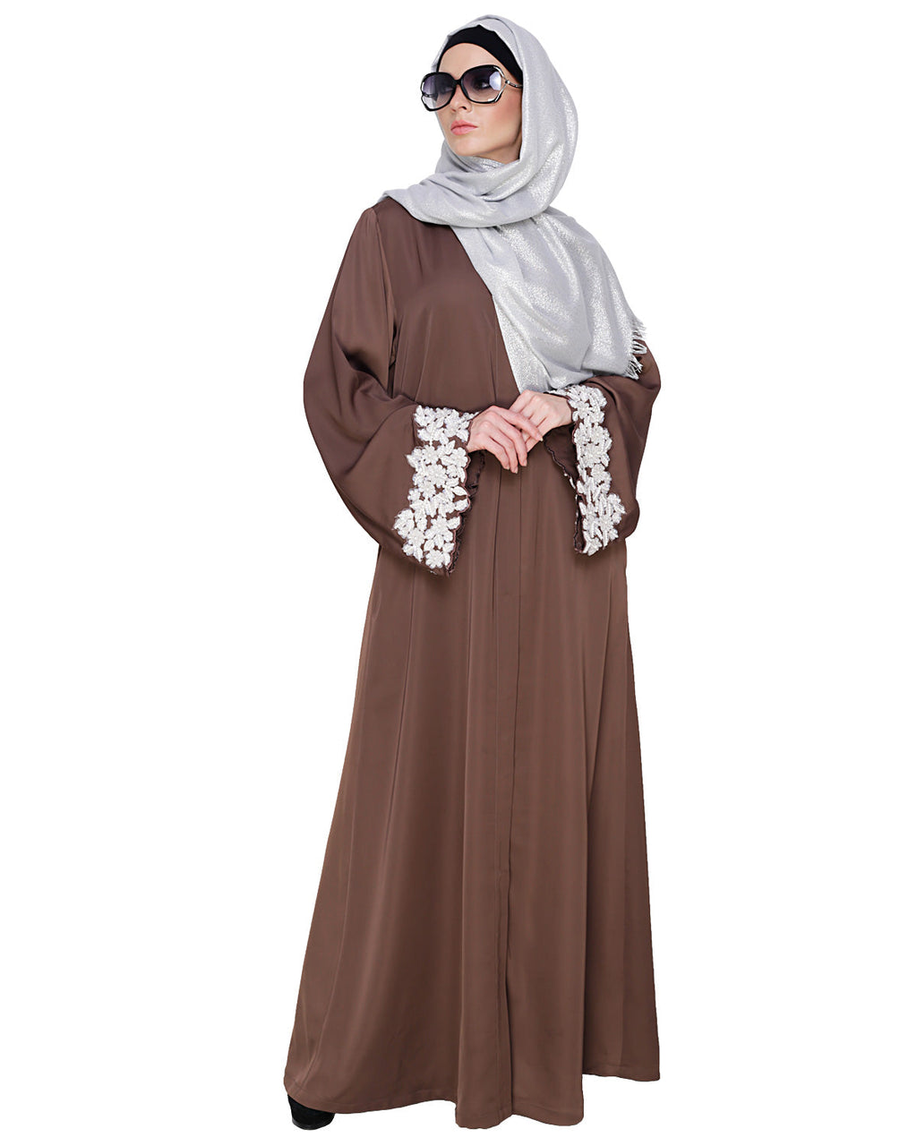 Dreamy Pearl Dubai Style Abaya Coffee Brown