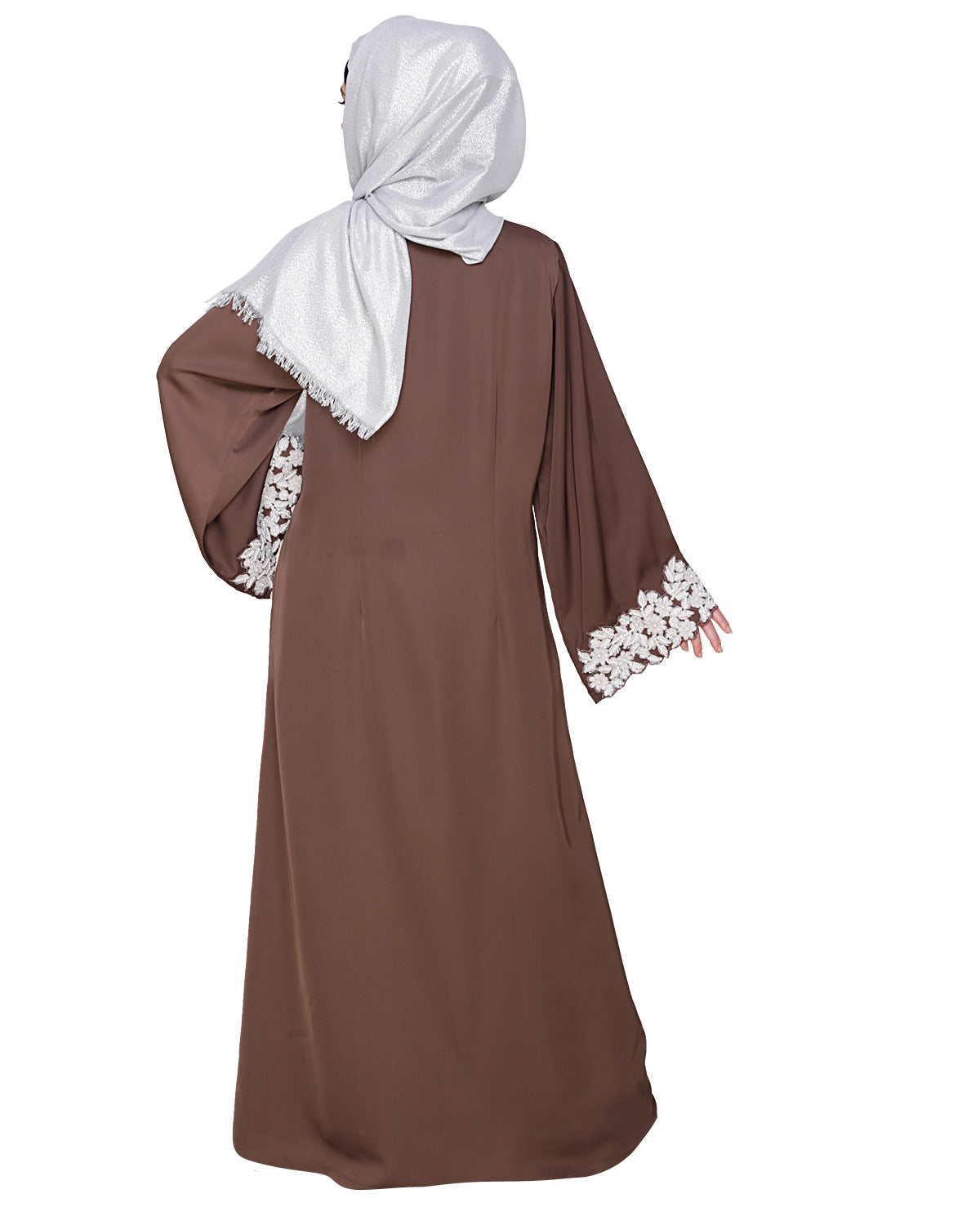 Dreamy Pearl Dubai Style Abaya Coffee Brown