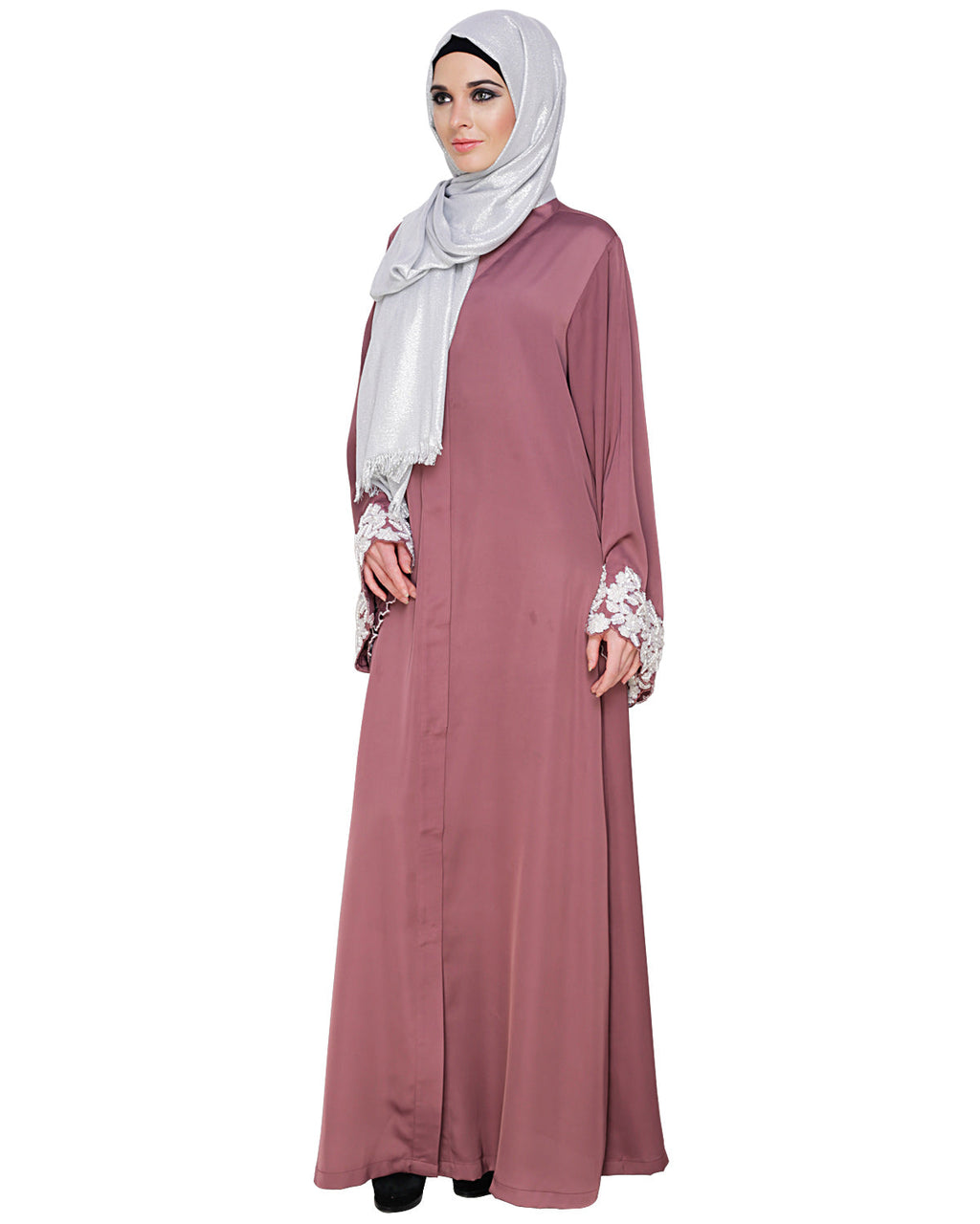 Dreamy Pearl Dubai Style Abaya Flamingo Pink